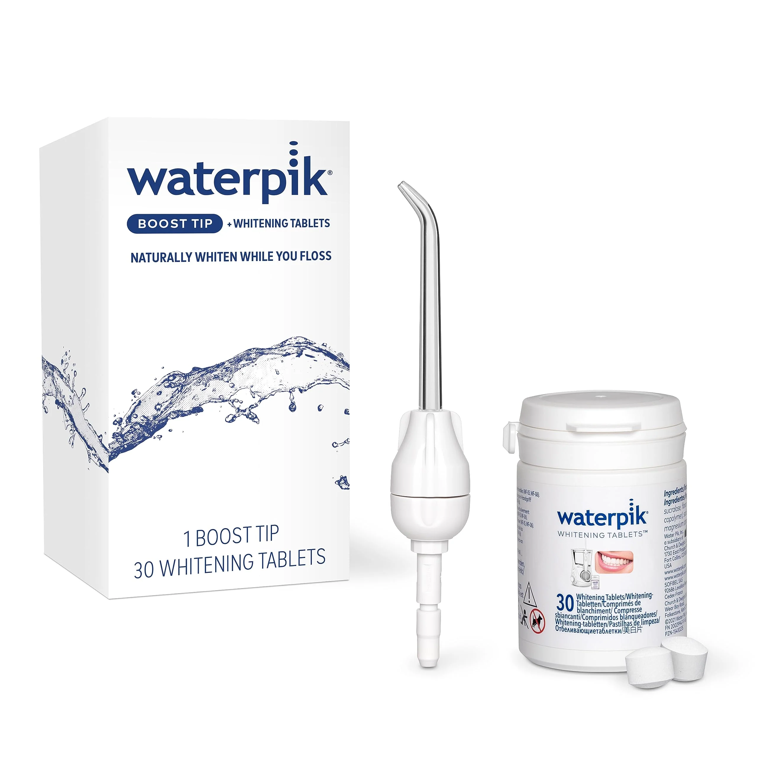 Waterpik Boost Water Flosser Tip with 30 Fresh Mint Whitening Tablets, Whiten Teeth and Remove Stains Gently - Image 2