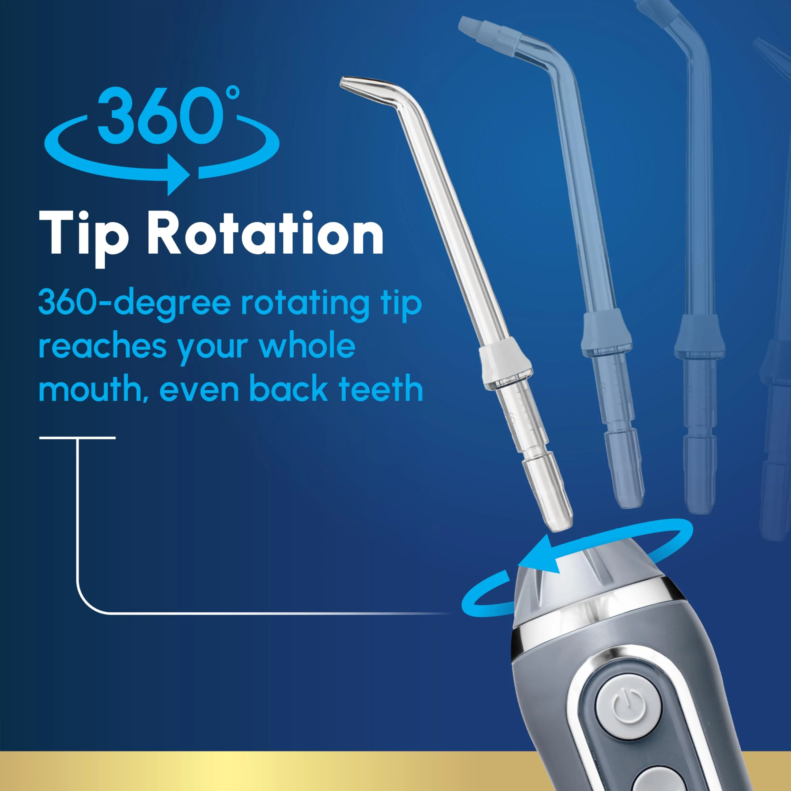 Waterpik Cordless Advanced 2.0 Water Flosser For Teeth, Gums, Braces, Dental Care With Travel Bag and 4 Tips, ADA Accepted, Rechargeable, Portable, and Waterproof, Gray WP-587, Packaging May Vary - Image 6