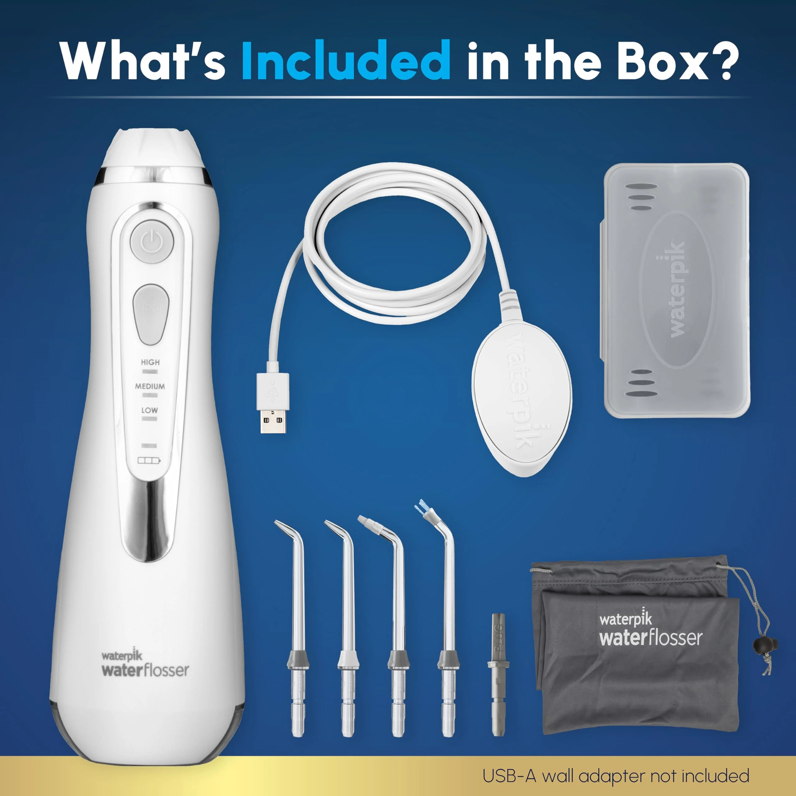 Waterpik Cordless Advanced 2.0 Water Flosser For Teeth, Gums, Braces, Dental Care With Travel Bag and 4 Tips, ADA Accepted, Rechargeable, Portable, and Waterproof, White WP-580, Packaging May Vary - Image 5