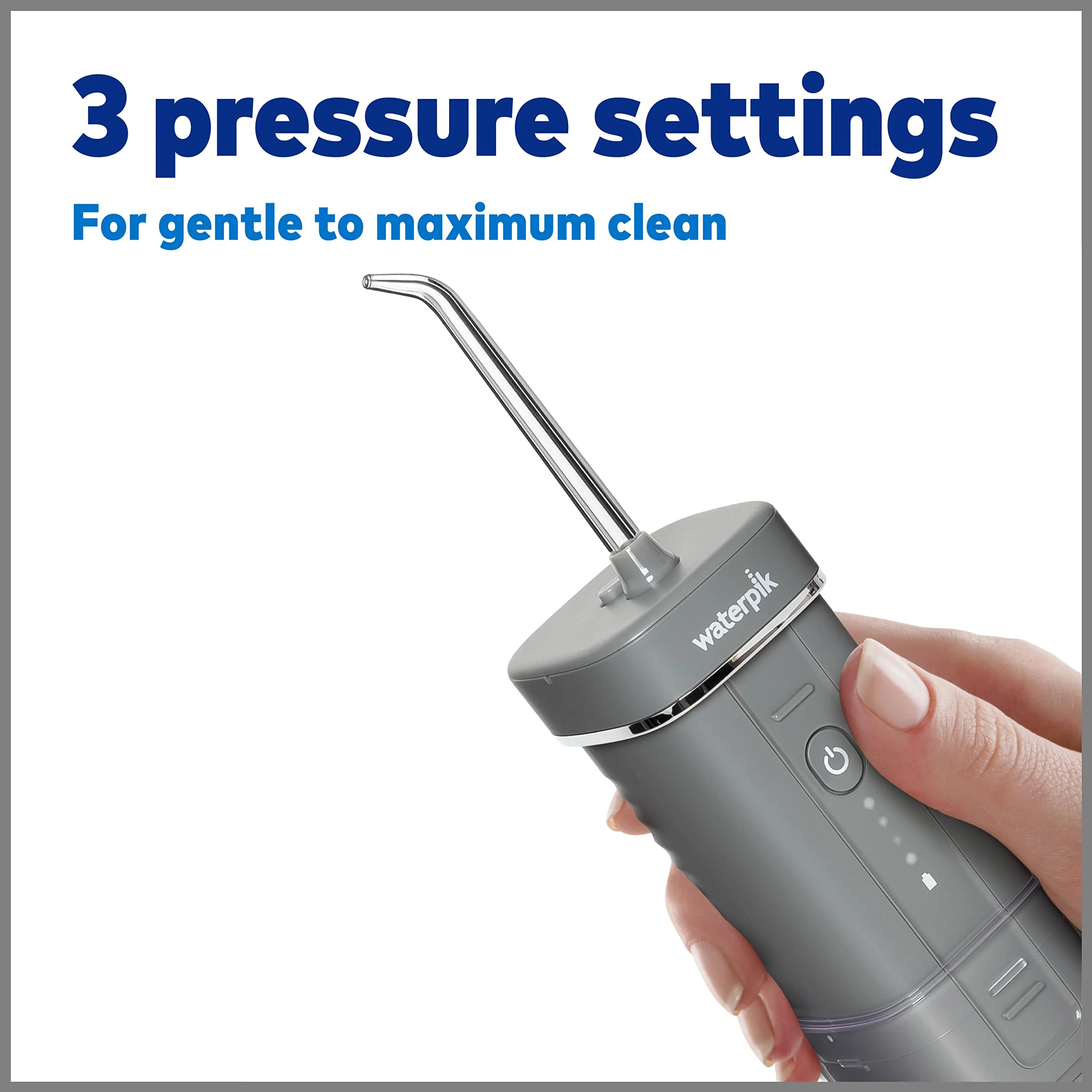 Waterpik Cordless Slide Professional Water Flosser, Portable Collapsible for Travel and Storage, with Travel Bag and 4 Tips, ADA Accepted, Rechargeable and Waterproof, Modern Gray WF-17CD017-1 - Image 3