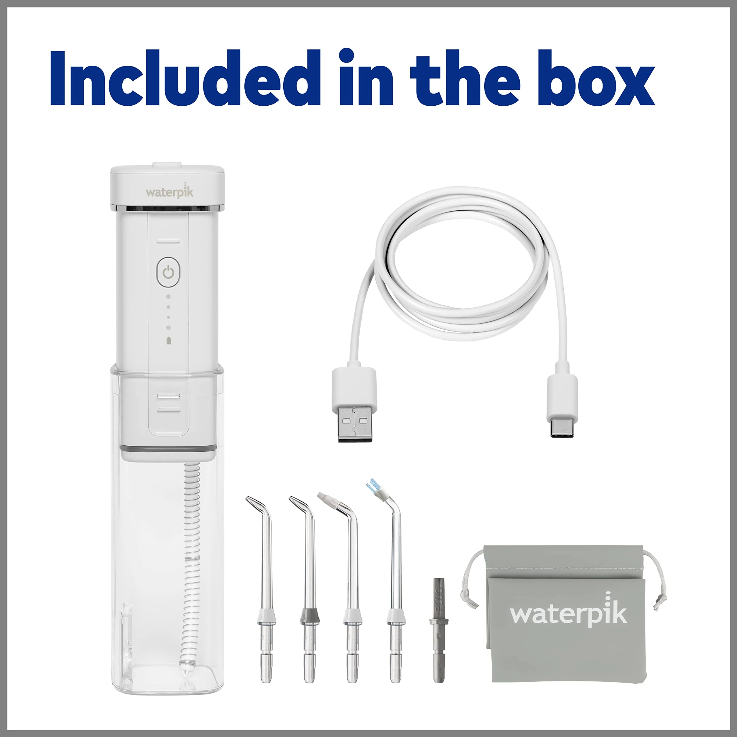 Waterpik Cordless Slide Professional Water Flosser, Portable Collapsible for Travel and Storage, with Travel Bag and 4 Tips, ADA Accepted, Rechargeable and Waterproof, White WF-17CD010-1 - Image 6