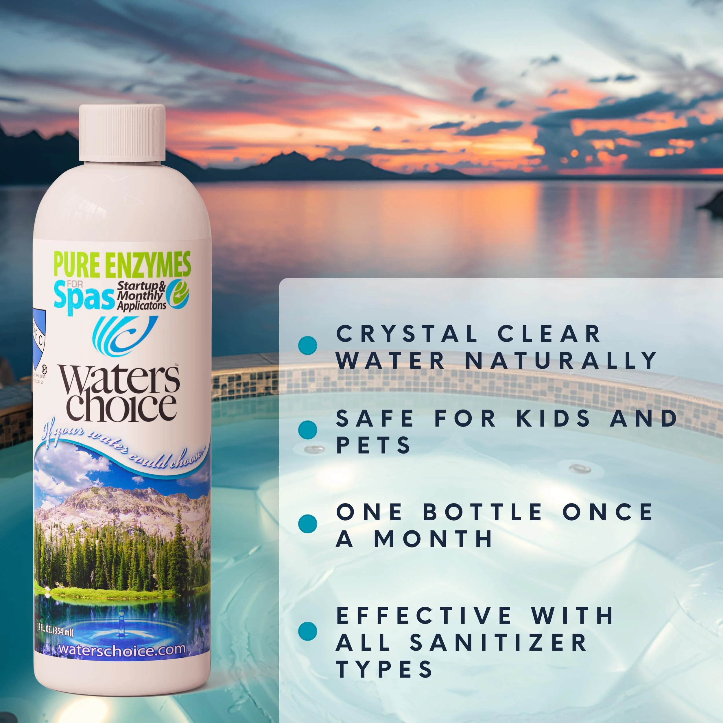 Waters Choice Pure Enzymes for Spas – 4-in-1 Chemical-Free Hot Tub Cleaner & Clarifier – Professional Grade Certified Enzyme Treatment for Crystal Clear, Chemical Light Water, Saving Time & Money. - Image 4