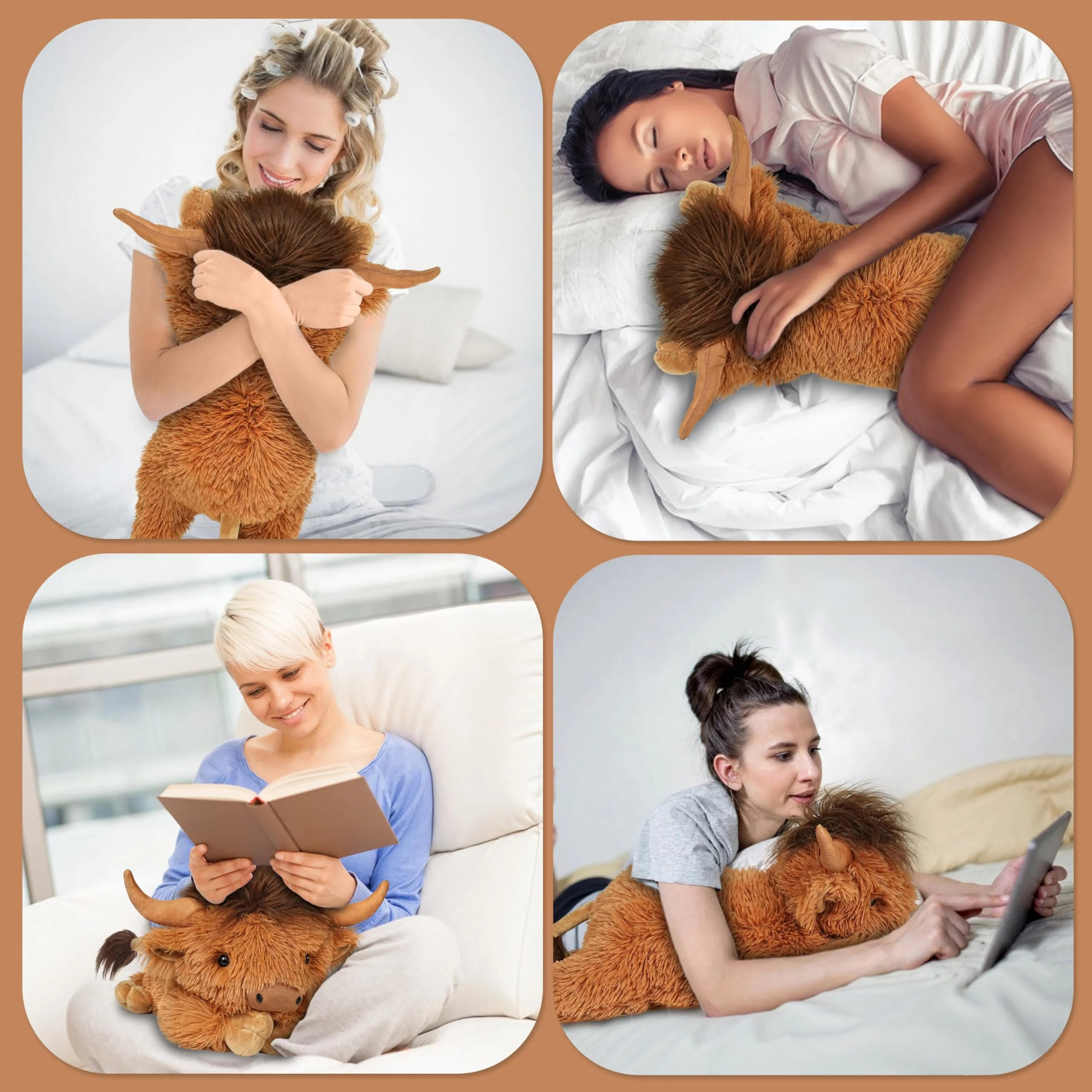 WDXDSOB Weighted Highland Cow Stuffed Animals | 4.2 Lbs Weighted Highland Cow Plush for Kids & Adults | 21.6 Inch Large Cattle Pillow Toy Gift for Christmas Birthday Mother's Day - Image 4