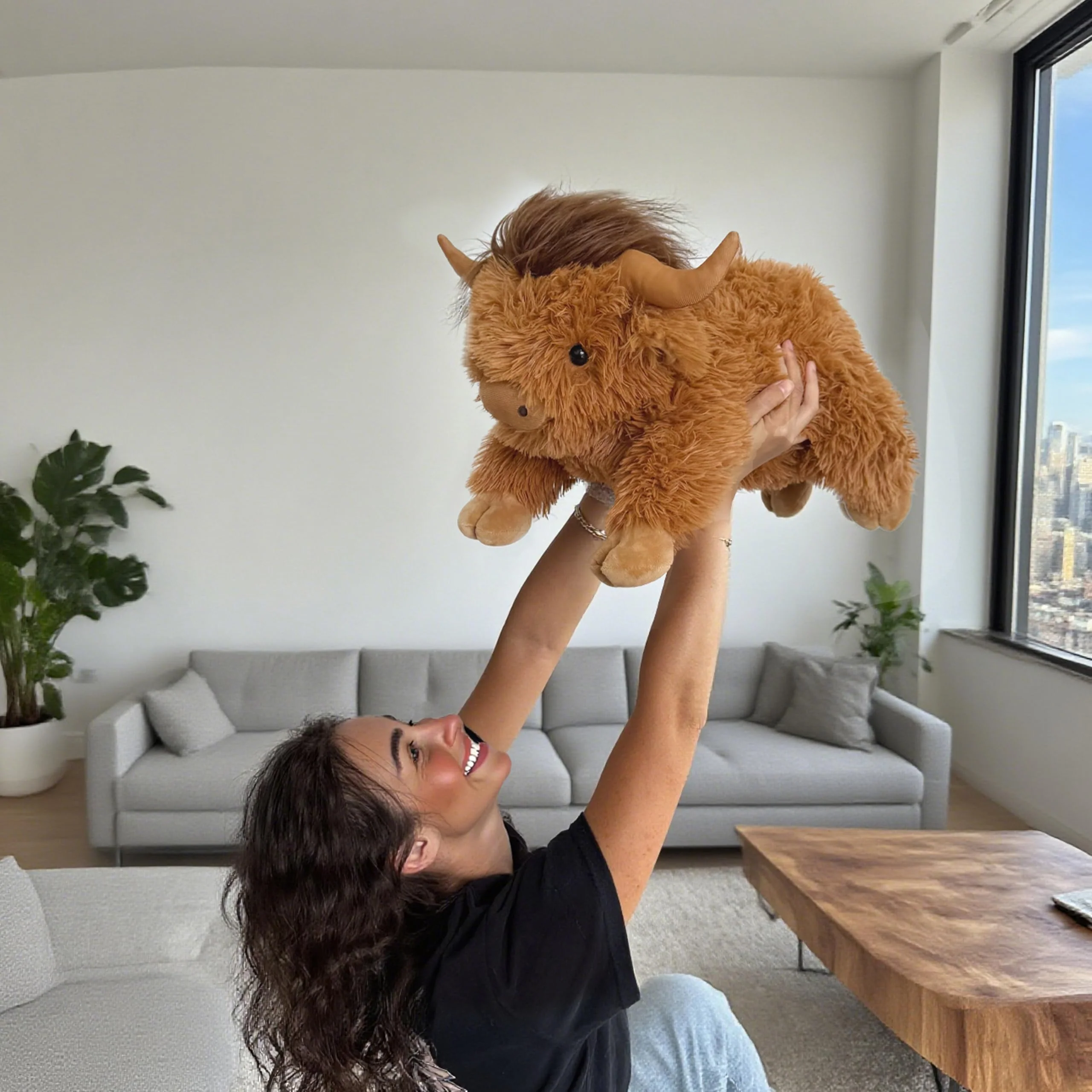 WDXDSOB Weighted Highland Cow Stuffed Animals | 4.2 Lbs Weighted Highland Cow Plush for Kids & Adults | 21.6 Inch Large Cattle Pillow Toy Gift for Christmas Birthday Mother's Day - Image 8