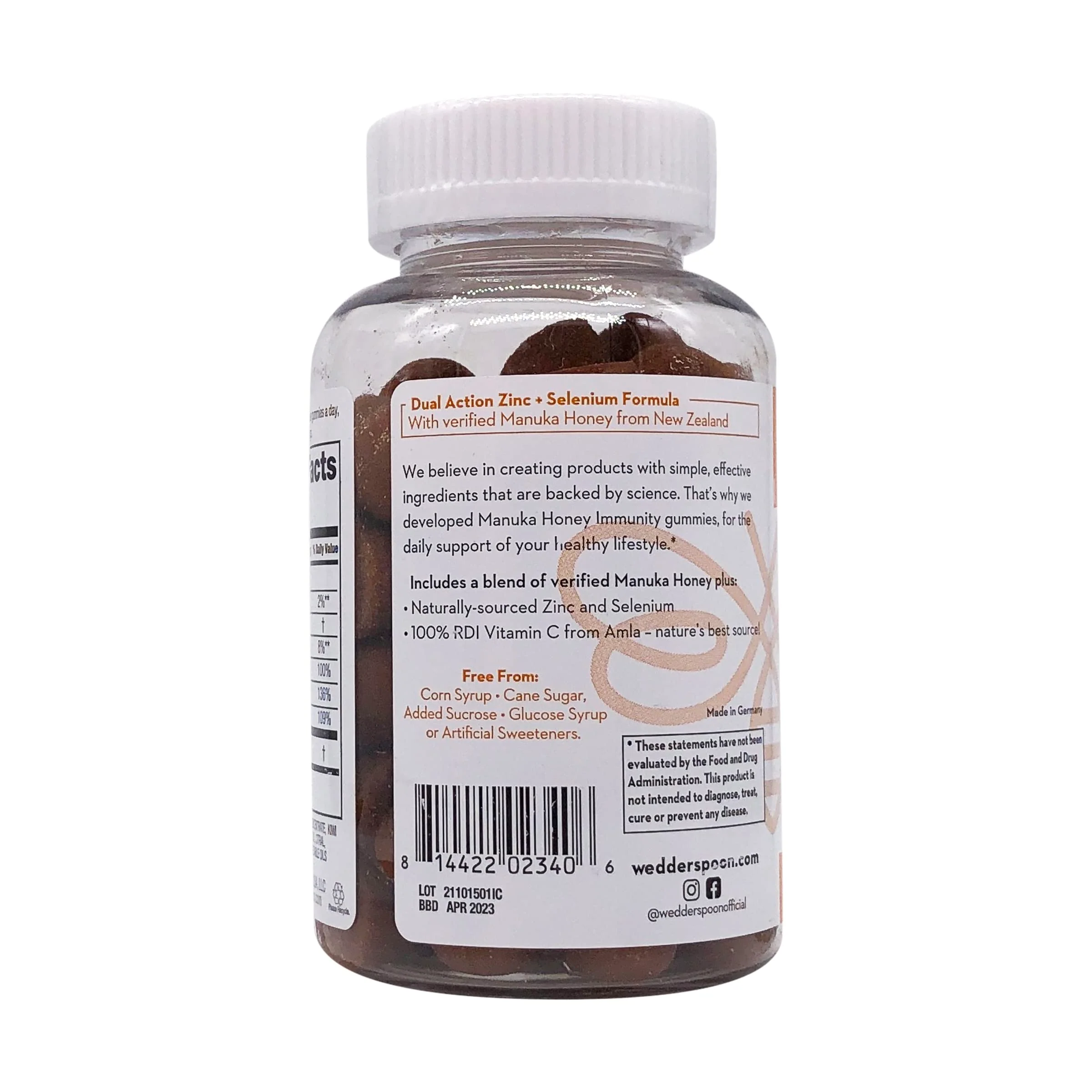 Wedderspoon Manuka Honey Immunity Gummies, Tangy Citrus, 90 Count | Chewable| Vitamin C & Zinc Support - Image 5