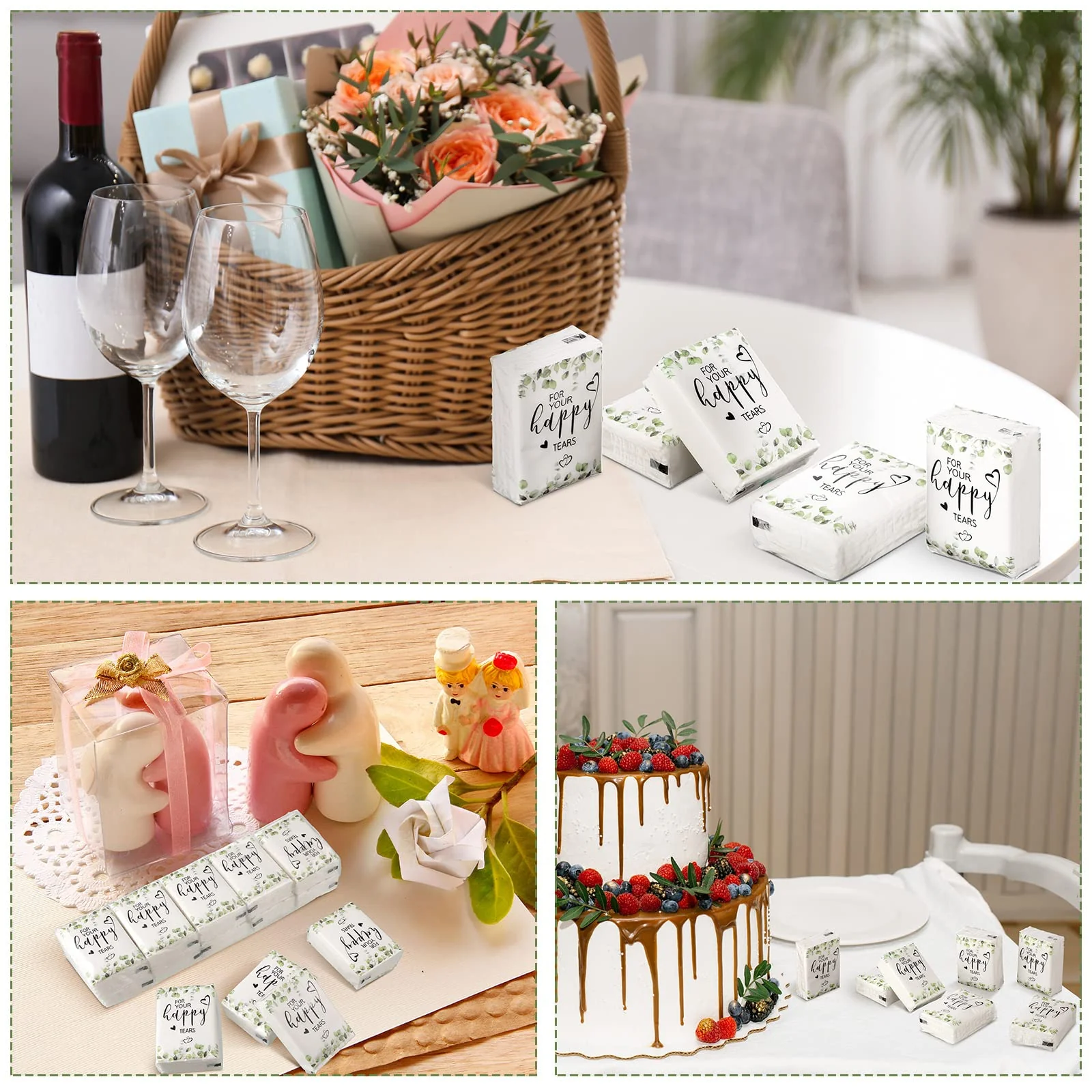 Wedding Facial Tissues Items for Welcome Bags Pocket Tissues Mini Tissues Travel Size Wedding Favors for Guests 3-Ply Happy Tears Tissue Packs for Party Ceremony Graduation(100 Packs) - Image 2
