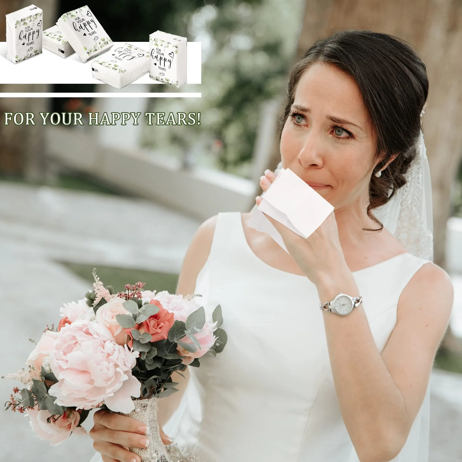 Wedding Facial Tissues Items for Welcome Bags Pocket Tissues Mini Tissues Travel Size Wedding Favors for Guests 3-Ply Happy Tears Tissue Packs for Party Ceremony Graduation(100 Packs) - Image 3