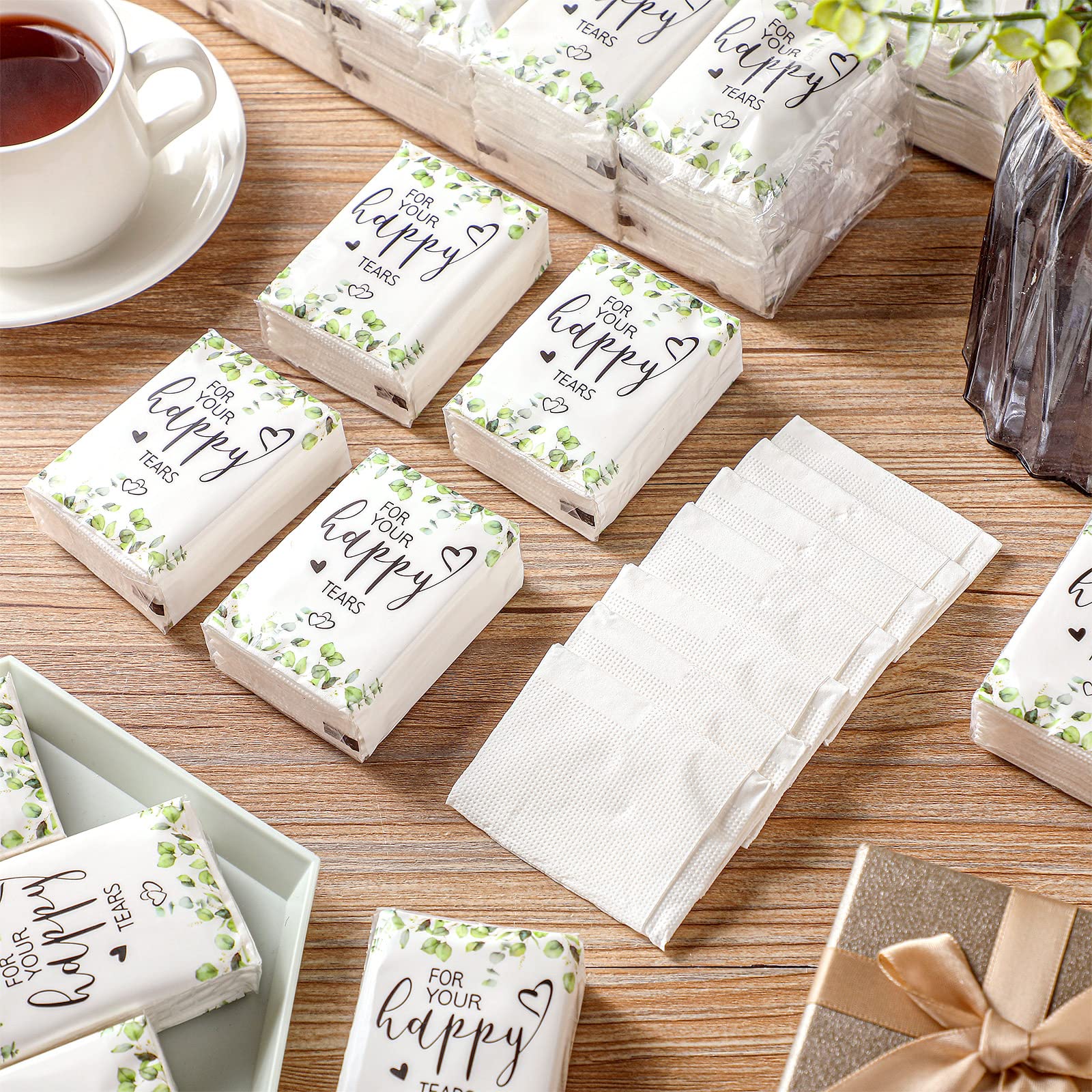 Wedding Facial Tissues Items for Welcome Bags Pocket Tissues Mini Tissues Travel Size Wedding Favors for Guests 3-Ply Happy Tears Tissue Packs for Party Ceremony Graduation(100 Packs) - Image 6