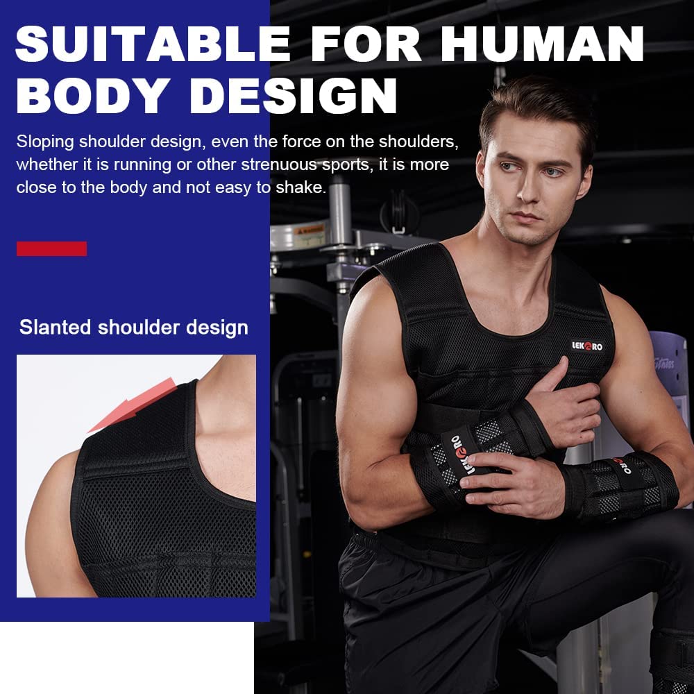 Weighted Vest Set 44LB for Men & Women, Adjustable Workout Weight Vest with Steel Plates, Weighted Training Vest with Wrist Weights and Ankle Weights for Strength Training, HIIT, Rucking & Cardio - Image 3