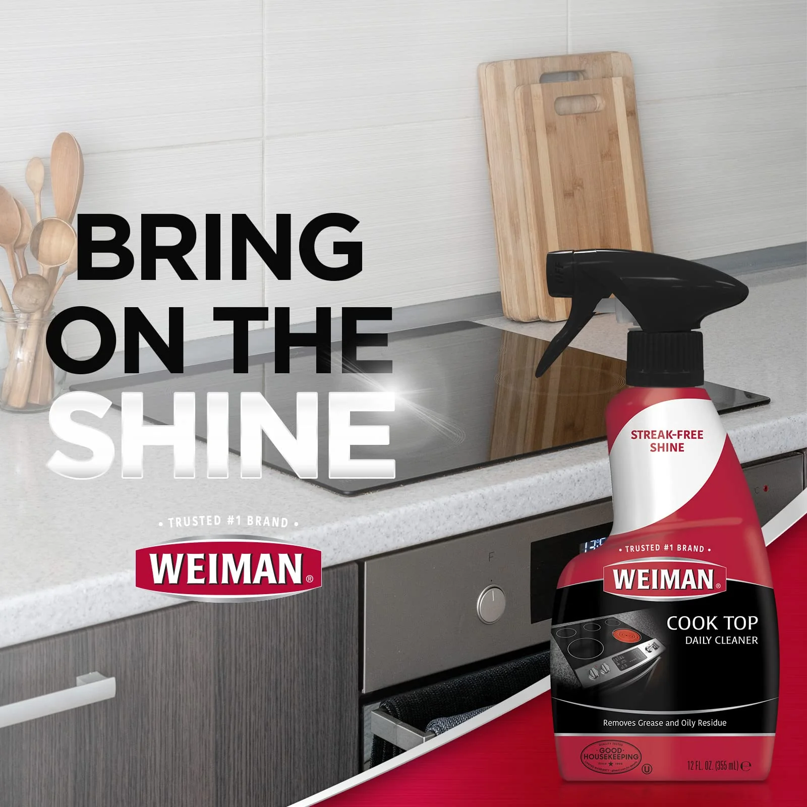 Weiman 2-Pack Cooktop Cleaning Spray & Microfiber Cloth – Cooktop & Oven Cleaner for Streak & Residue Free - Non-Abrasive Degreaser Safe for Glass & Ceramic - Image 3
