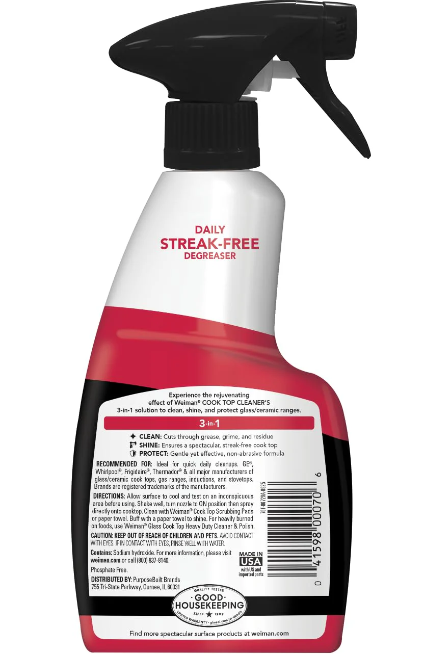 Weiman 2-Pack Cooktop Cleaning Spray & Microfiber Cloth – Cooktop & Oven Cleaner for Streak & Residue Free - Non-Abrasive Degreaser Safe for Glass & Ceramic - Image 9