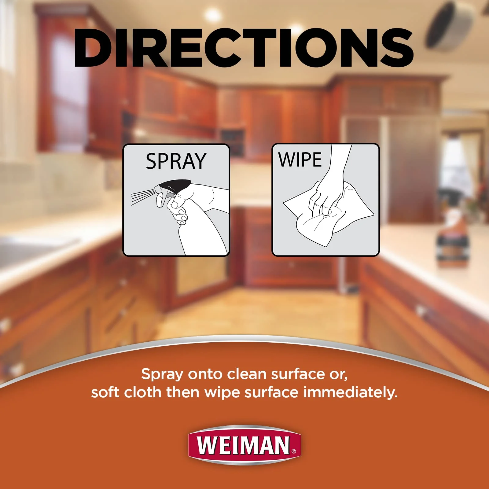 Weiman Cabinet and Wood Cleaner, Shine, Clean and Protect Spray - For Wood Cabinets, Furniture, Tables, Baseboards, Trim and more, 16 oz, 2 PACK with MicroFiber Towel - Image 6