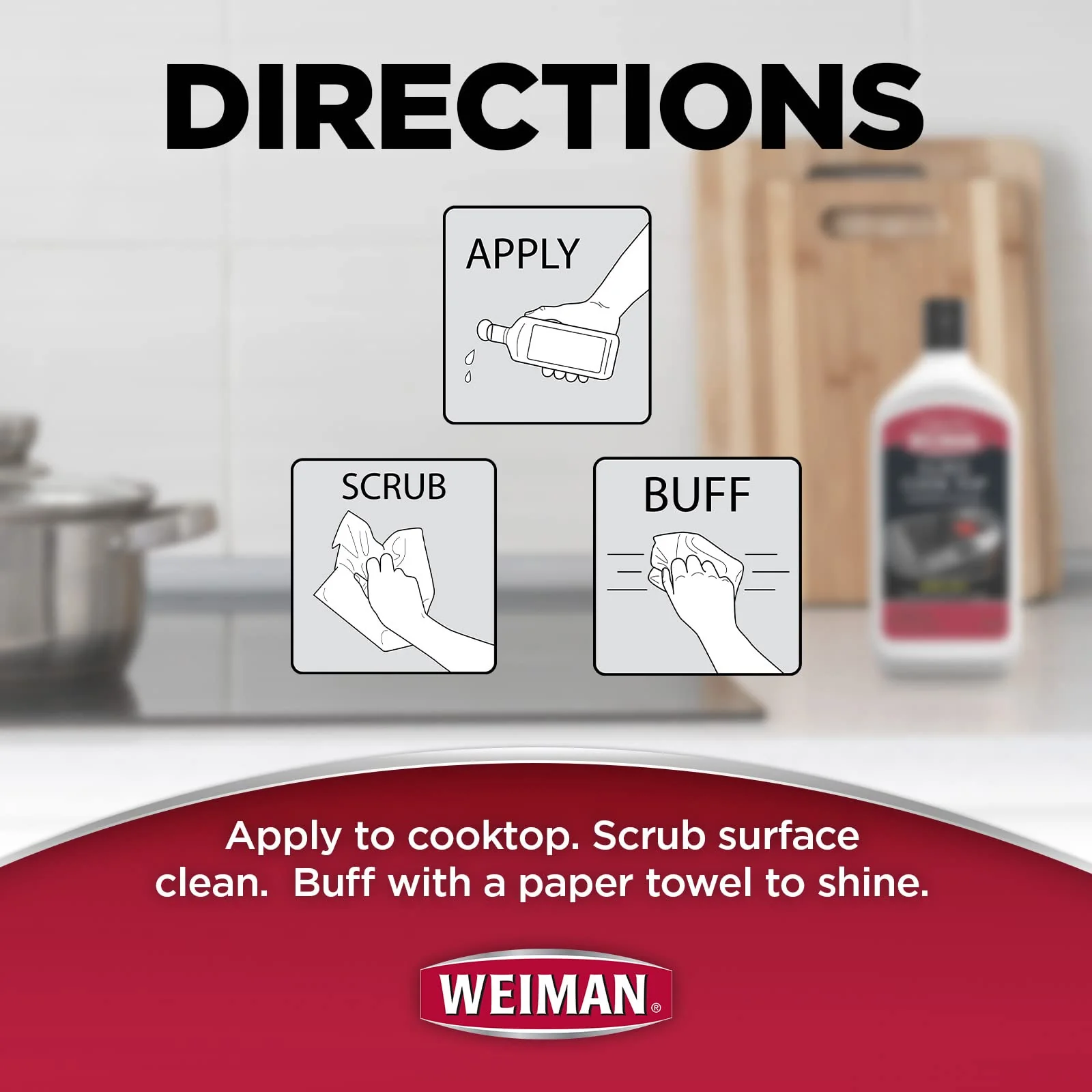 Weiman Ceramic and Glass Cooktop Cleaner and Polish - 20 Ounce - Shines and Protects Glass and Ceramic Smooth Top Ranges with its Gentle Formula - Image 6