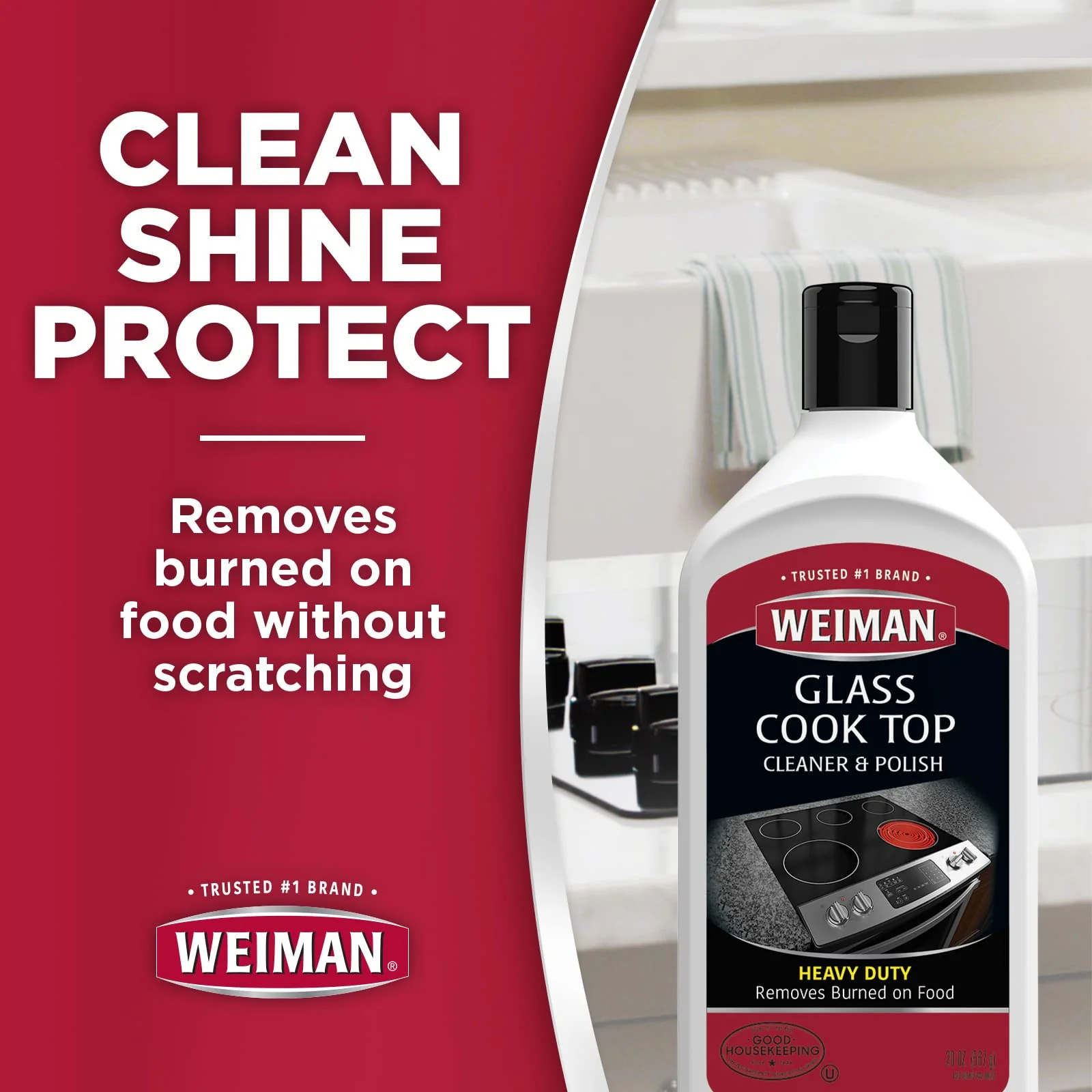 Weiman Ceramic and Glass Cooktop Cleaner and Polish - 20 Ounce - Shines and Protects Glass and Ceramic Smooth Top Ranges with its Gentle Formula - Image 7