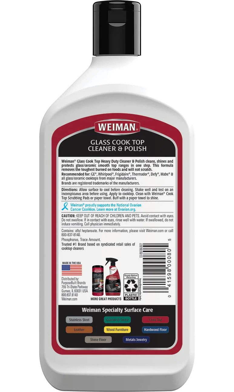 Weiman Ceramic and Glass Cooktop Cleaner and Polish - 20 Ounce - Shines and Protects Glass and Ceramic Smooth Top Ranges with its Gentle Formula - Image 8