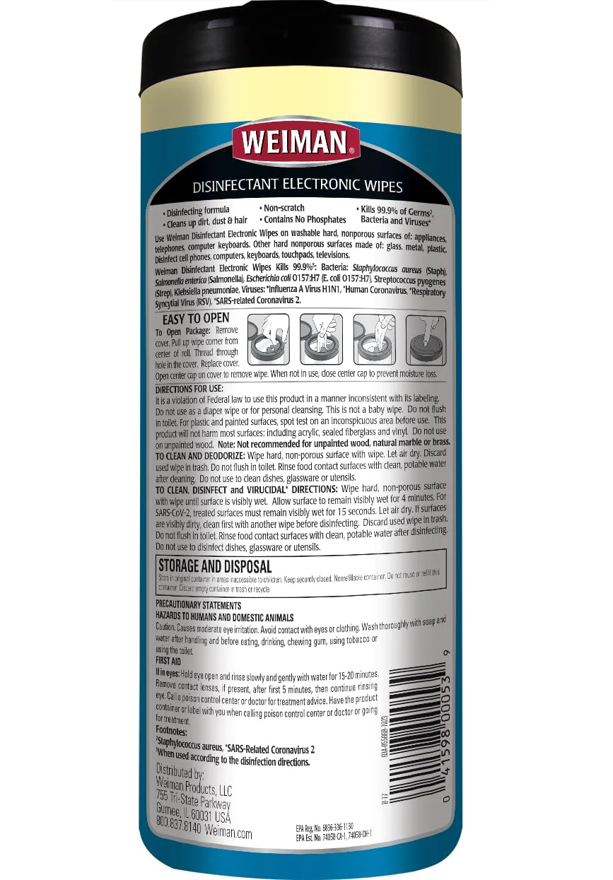 Weiman Electronic Screen Cleaner Wipes - 4 Pack Clean Your Laptop, Computer, TV, and All Electronic Equipment - Electronic Wipes - 30 Count - Image 8