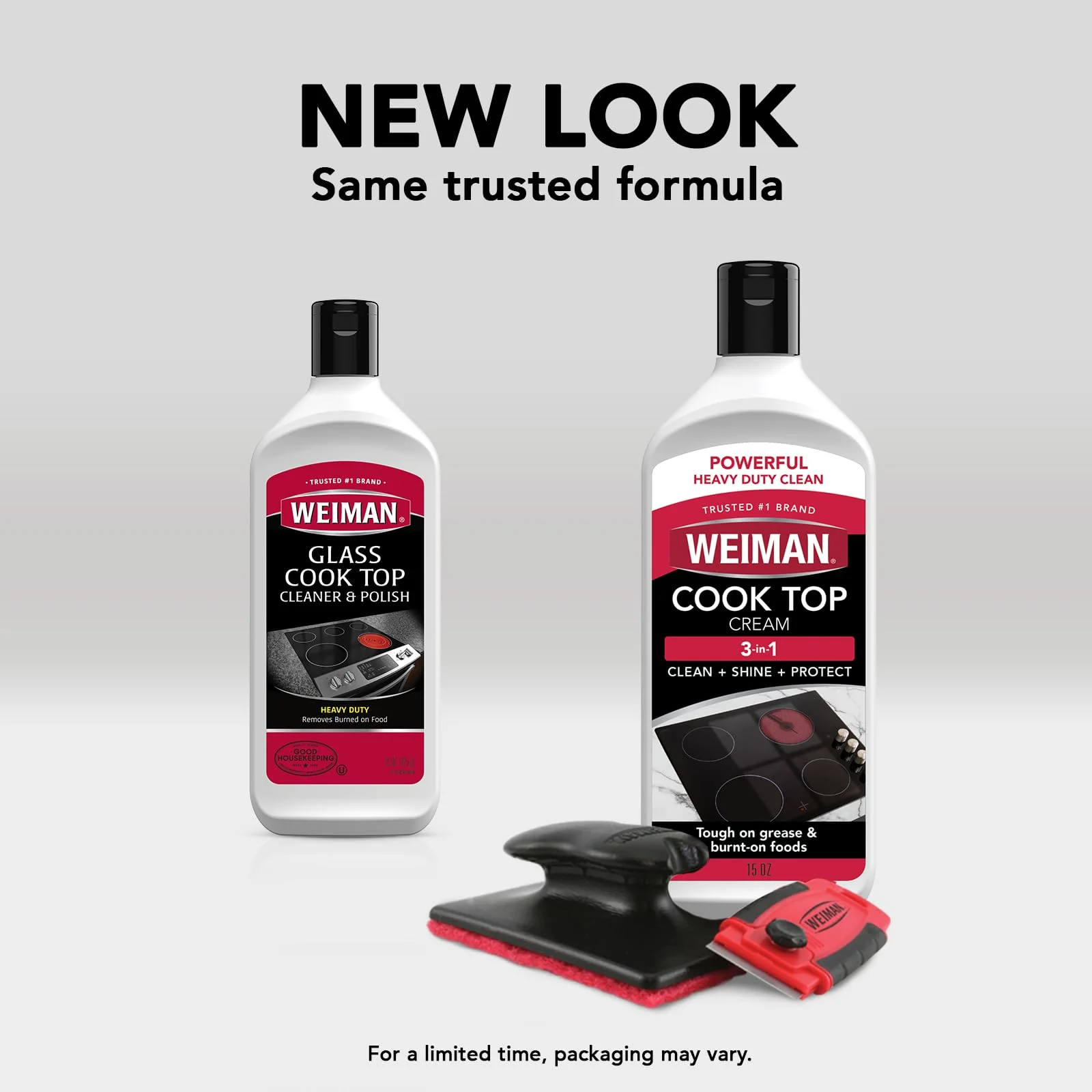 Weiman Glass & Ceramic Cooktop, Stove Top & Oven Cleaner Kit – Kitchen Cleaner Cream, 3 Scrubbing Pads & Scraper for Burnt-On Food & Grease, Clean Shine - Safe for Induction, Electric & Gas Cooktops - Image 4