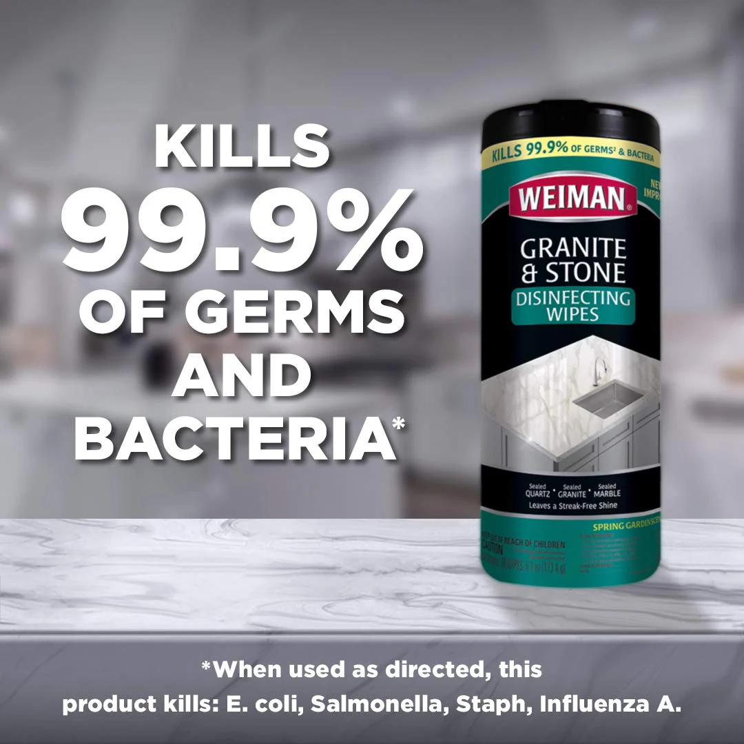 Weiman Granite Disinfectant Wipes - 30 Wipes - 4 Pack - Disinfect Clean and Shine Sealed Granite Marble Quartz Slate Limestone Soapstone Tile Countertops - Packaging May Vary - Image 8
