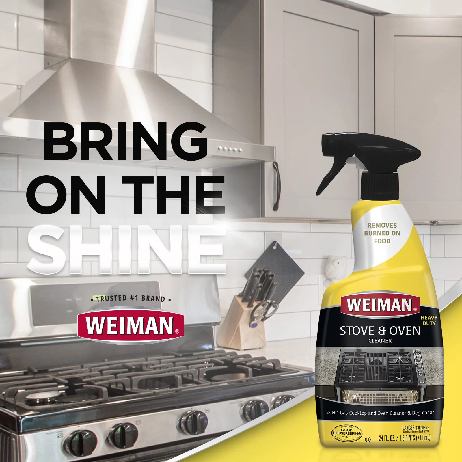 Weiman Heavy Duty Stove and Oven Cleaner and Degreaser for Glass, Ceramic Cooktops, BBQ grill grates - 2 Pack, 24 Oz w/MicroFiber Towel - Image 5
