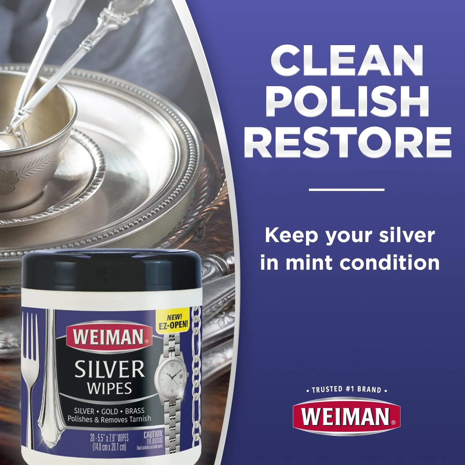 Weiman Jewelry Polish Cleaner and Tarnish Remover Wipes - 20 Count (2 Pack) with Polishing Cloth - Use on Silver Jewelry Antique Silver Gold Brass Copper and Aluminum - Image 7