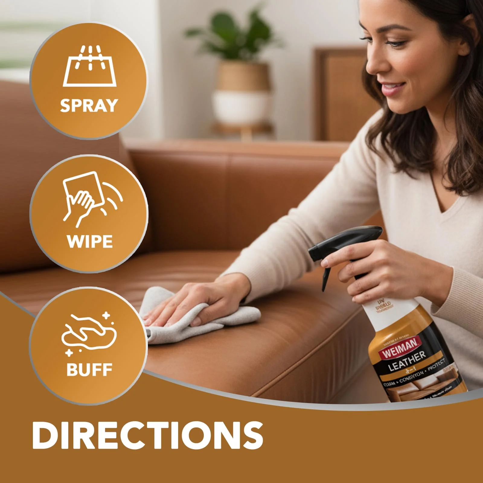 Weiman Leather Cleaner and Conditioner for Furniture - 12 Ounce - 2 Pack - Ultra Violet Protection Help Prevent Cracking or Fading of Leather Couches, Car Seats, Shoes, Purses - Image 2