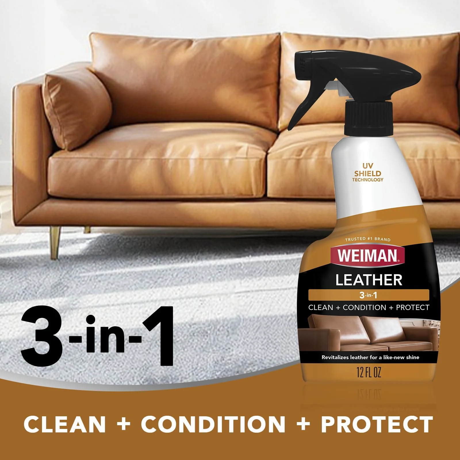 Weiman Leather Cleaner and Conditioner for Furniture - 12 Ounce - 2 Pack - Ultra Violet Protection Help Prevent Cracking or Fading of Leather Couches, Car Seats, Shoes, Purses - Image 7