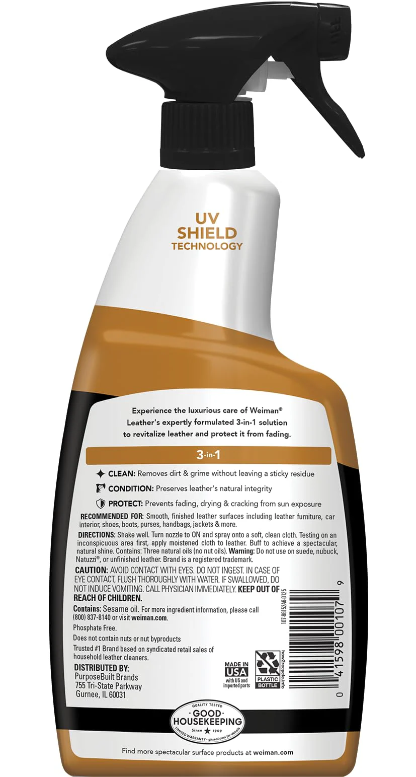 Weiman Leather Cleaner & Conditioner - Cleans, Restores & Protects Leather, UV Protection Prevent Cracking & Fading, For Car Seats, Sofas, Shoes, Bags & All Finished Leather Surfaces, 6 Pack, 22 FL Oz - Image 8