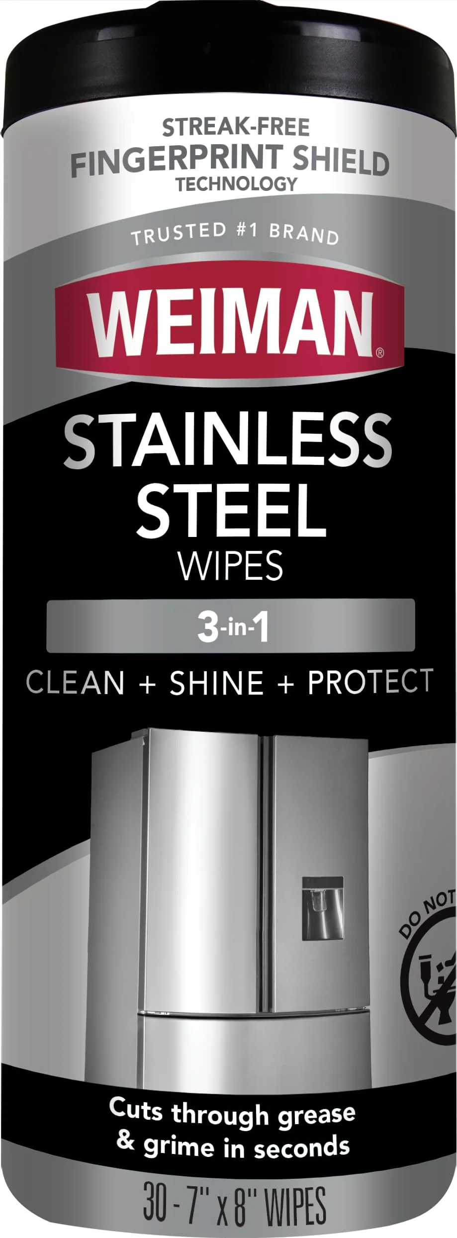 Weiman Stainless Steel Cleaner, 30 Count Wipes, Anti-Fingerprint, Removes Grease, Water Spots, Streaks & Residue, Polishing Cleaner Safe for Appliances, Chrome, Sinks & Grill Exteriors
