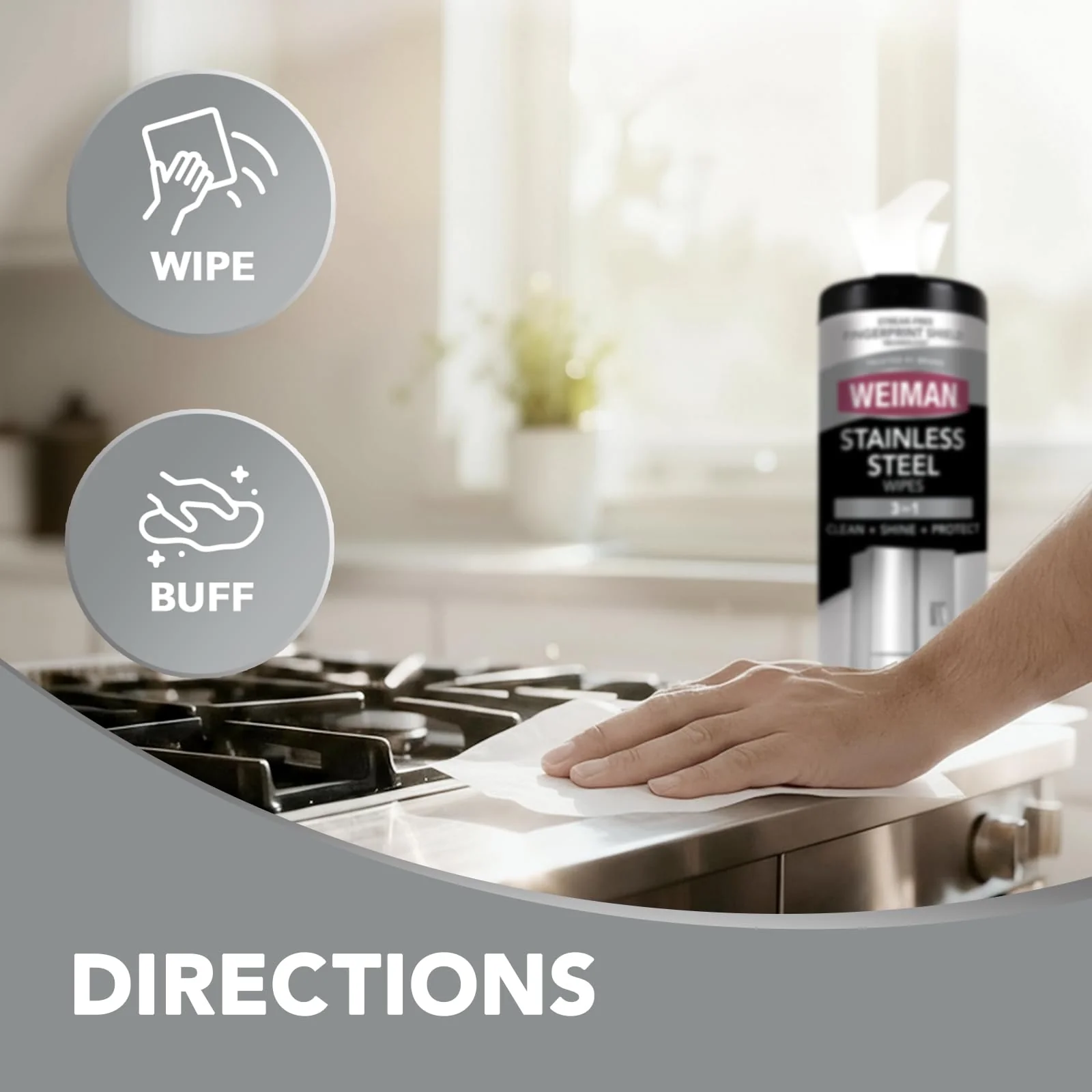 Weiman Stainless Steel Cleaner, 30 Count Wipes, Anti-Fingerprint, Removes Grease, Water Spots, Streaks & Residue, Polishing Cleaner Safe for Appliances, Chrome, Sinks & Grill Exteriors - Image 9