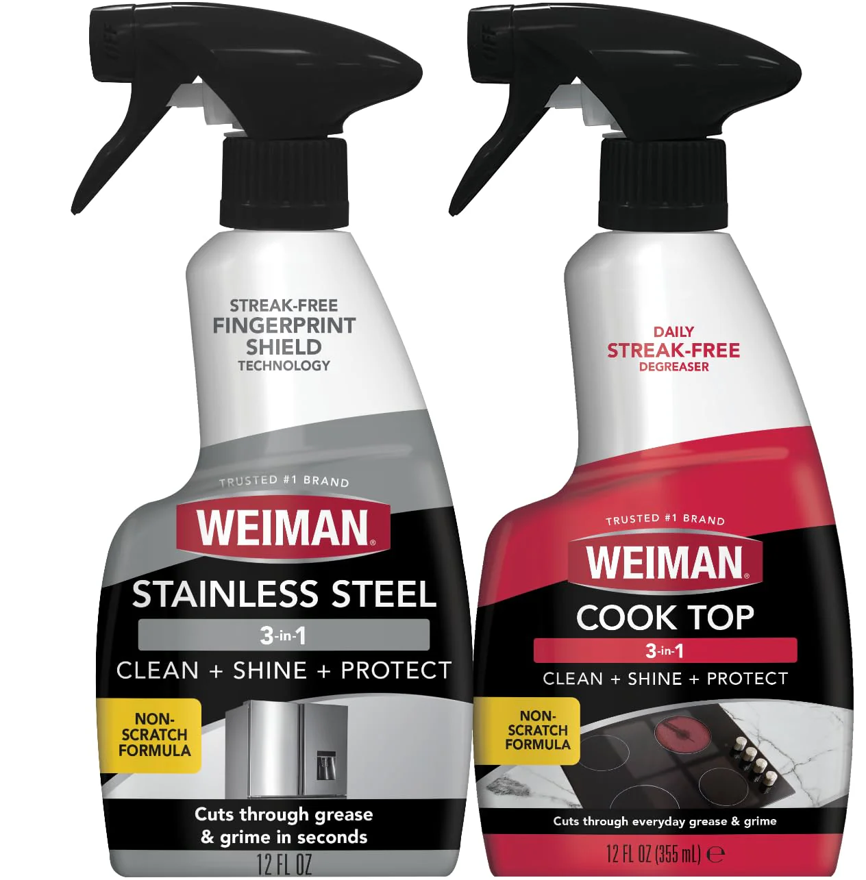 Weiman Stainless Steel Cleaner & Cooktop Daily Cleaner - 12 Ounce - Kitchen Appliance Cleaner Kit
