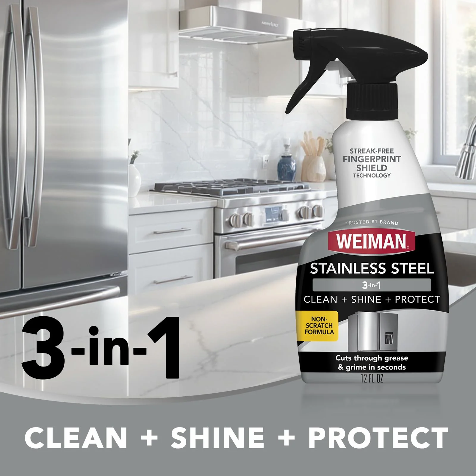 Weiman Stainless Steel Cleaner & Cooktop Daily Cleaner - 12 Ounce - Kitchen Appliance Cleaner Kit - Image 8
