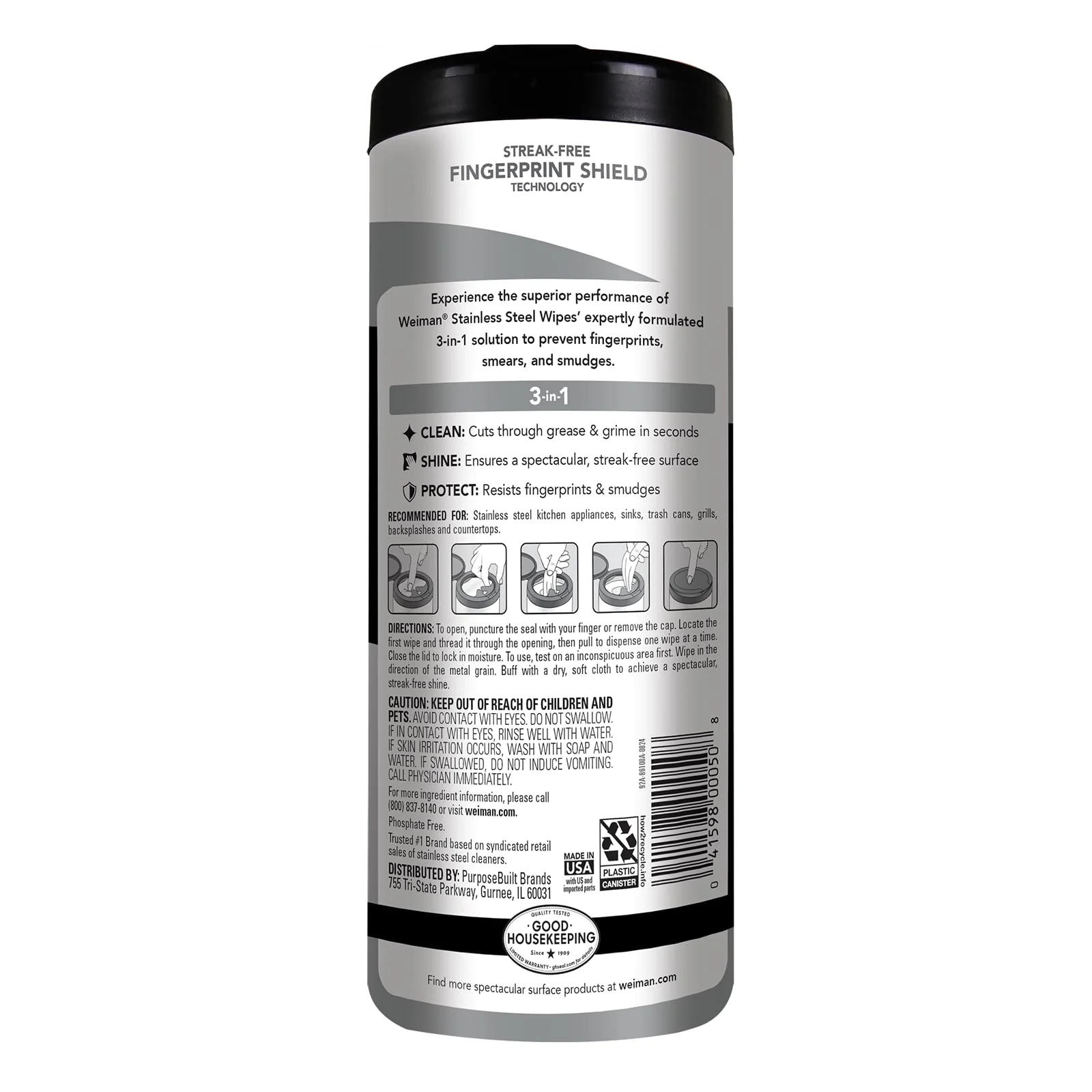 Weiman Stainless Steel Cleaner & Polish Kit, 1 Wipes & Cloth, Anti-Fingerprint, Removes Grease, Water Spots, Streaks & Residue, Polishing Cleaner Safe for Appliances, Chrome, Sinks & Grill Exteriors - Image 9
