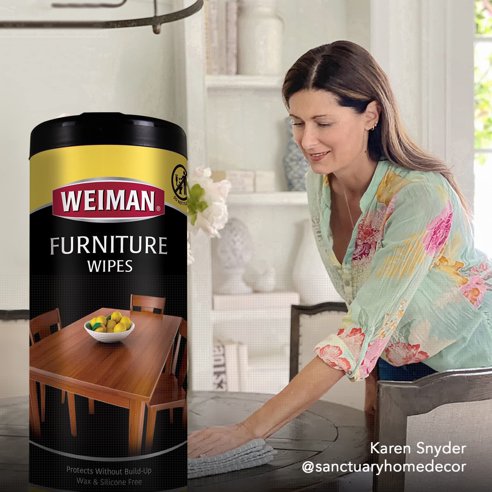 Weiman Wood Polish and Cleaning Wipes, For Furniture Cleaner, Protect from Watermarks, Stains & Aging, No Build-Up, UVX-15 Prevent Drying, Fading & Discoloration, 2 Pack with Microfiber Cloth - Image 3