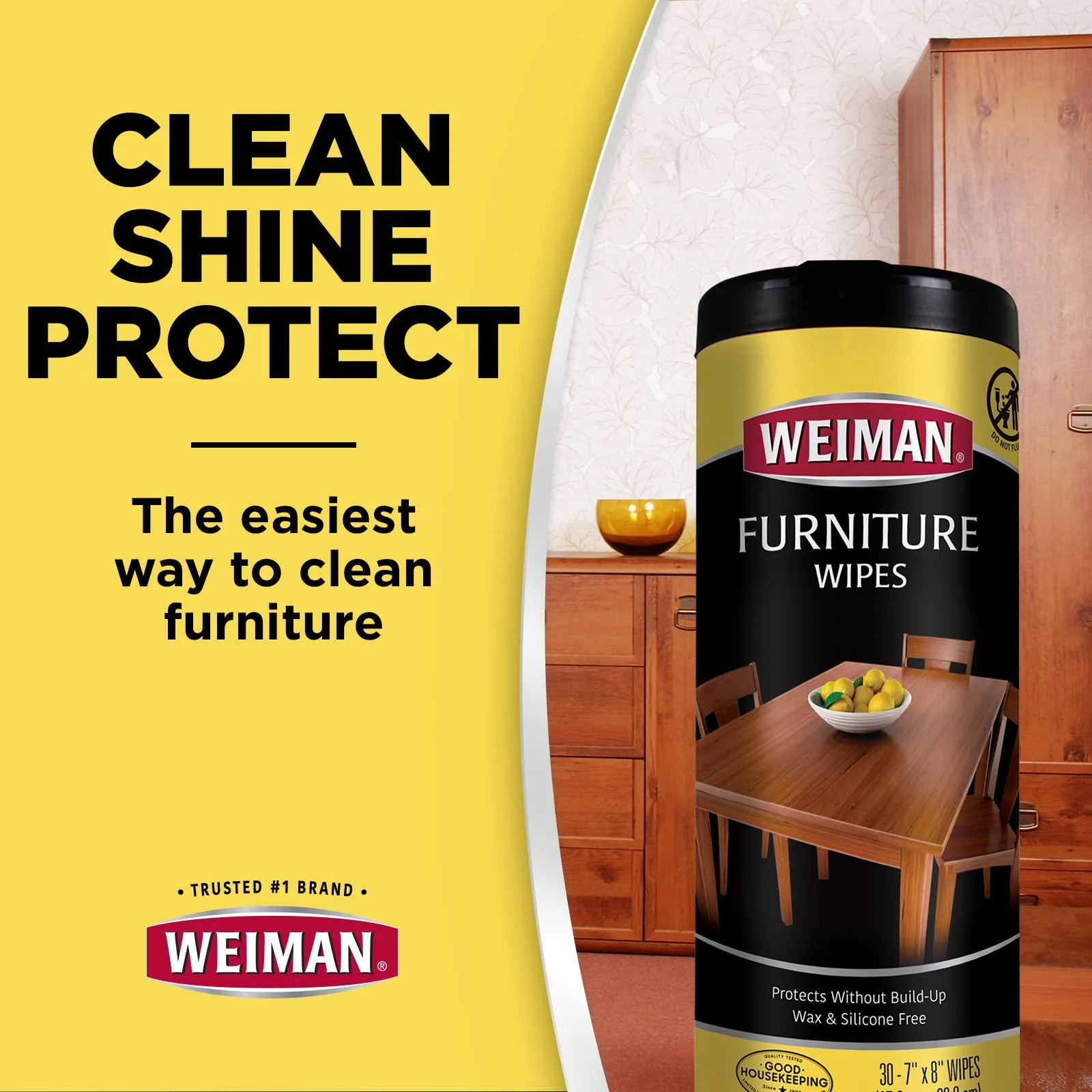 Weiman Wood Polish and Cleaning Wipes, For Furniture Cleaner, Protect from Watermarks, Stains & Aging, No Build-Up, UVX-15 Prevent Drying, Fading & Discoloration, 2 Pack with Microfiber Cloth - Image 6