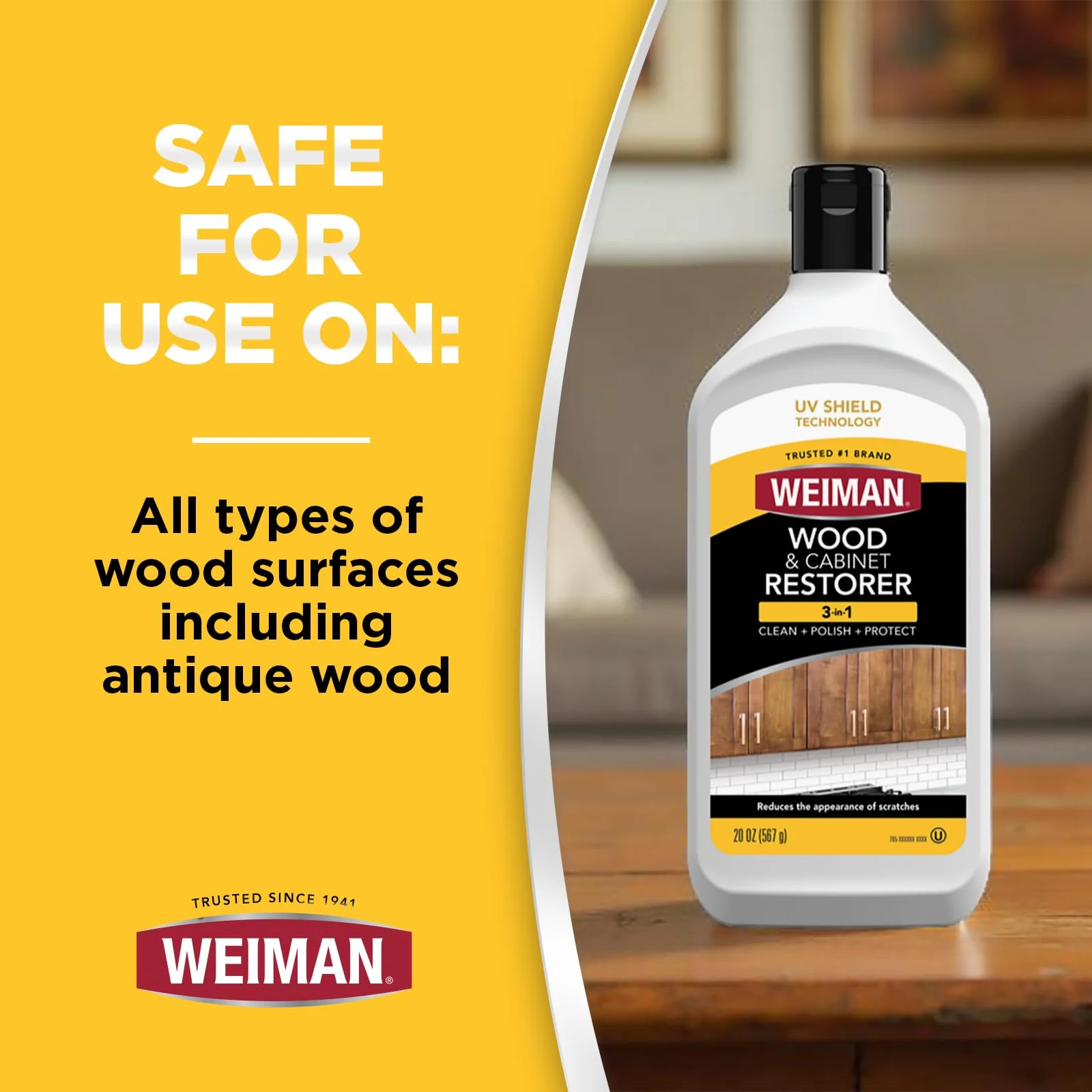 Weiman Wood Restore and Repair Kit, Wood Floor Scratch Repair, Furniture Markers Touch Up, Cabinet Cleaner, Removes Dirt & Reduces Scratches, Safe for Table, Desk, & Chair, UV Shield Technology - Image 5