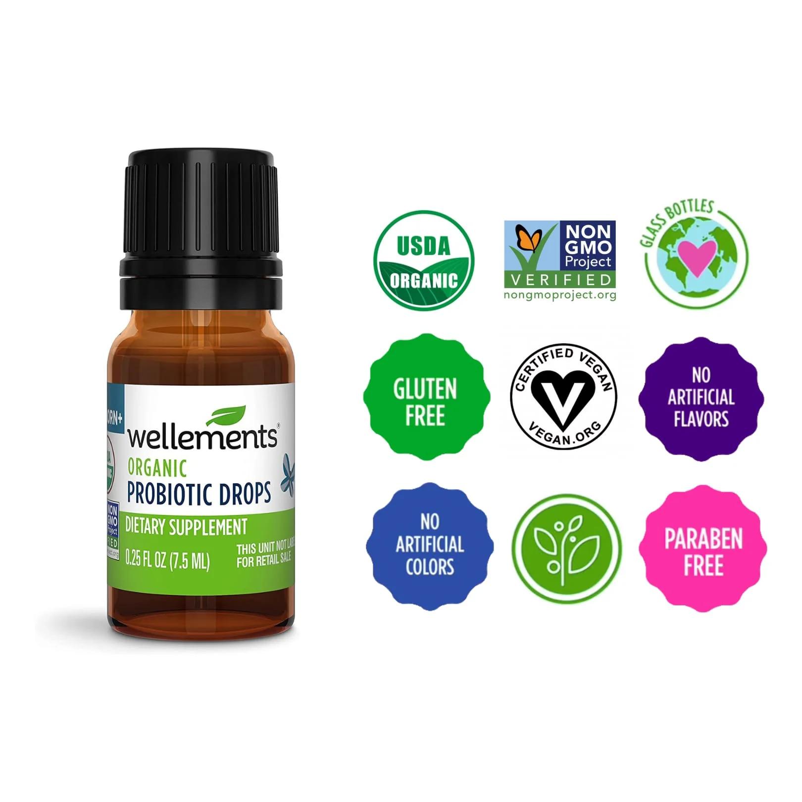 Wellements Organic Baby Probiotic Drops (0.25 Fl Oz) - Digestive & Immune Support for Infants - Toddler Probiotic Helps with Newborn+ Gut Health, Gas, Constipation & Colic Support - Preservative Free - Image 2
