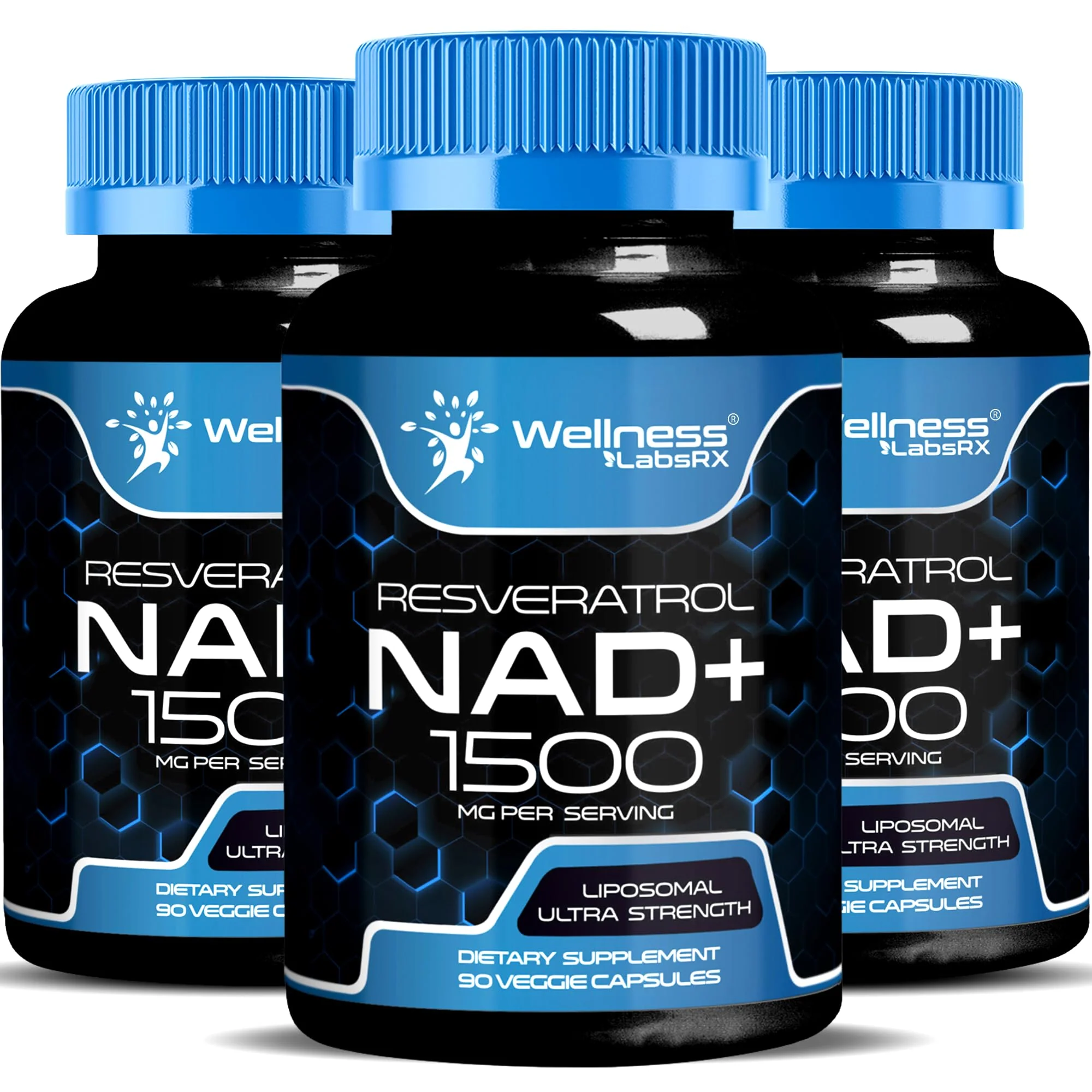 WELLNESS LABSRX Liposomal NAD Supplement, 1500mg - NAD Resveratrol Supplement for Women and Men, NAD+ Support Cellular Health, Energy & Anti Aging - 3 Pack