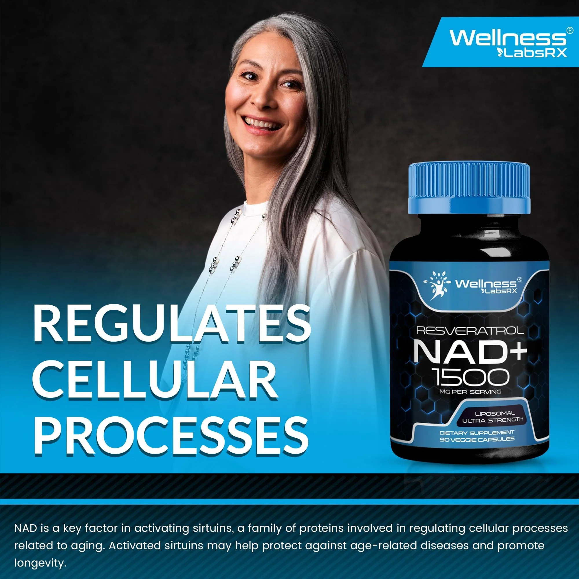 WELLNESS LABSRX Liposomal NAD Supplement, 1500mg - NAD Resveratrol Supplement for Women and Men, NAD+ Support Cellular Health, Energy & Anti Aging - 3 Pack - Image 8