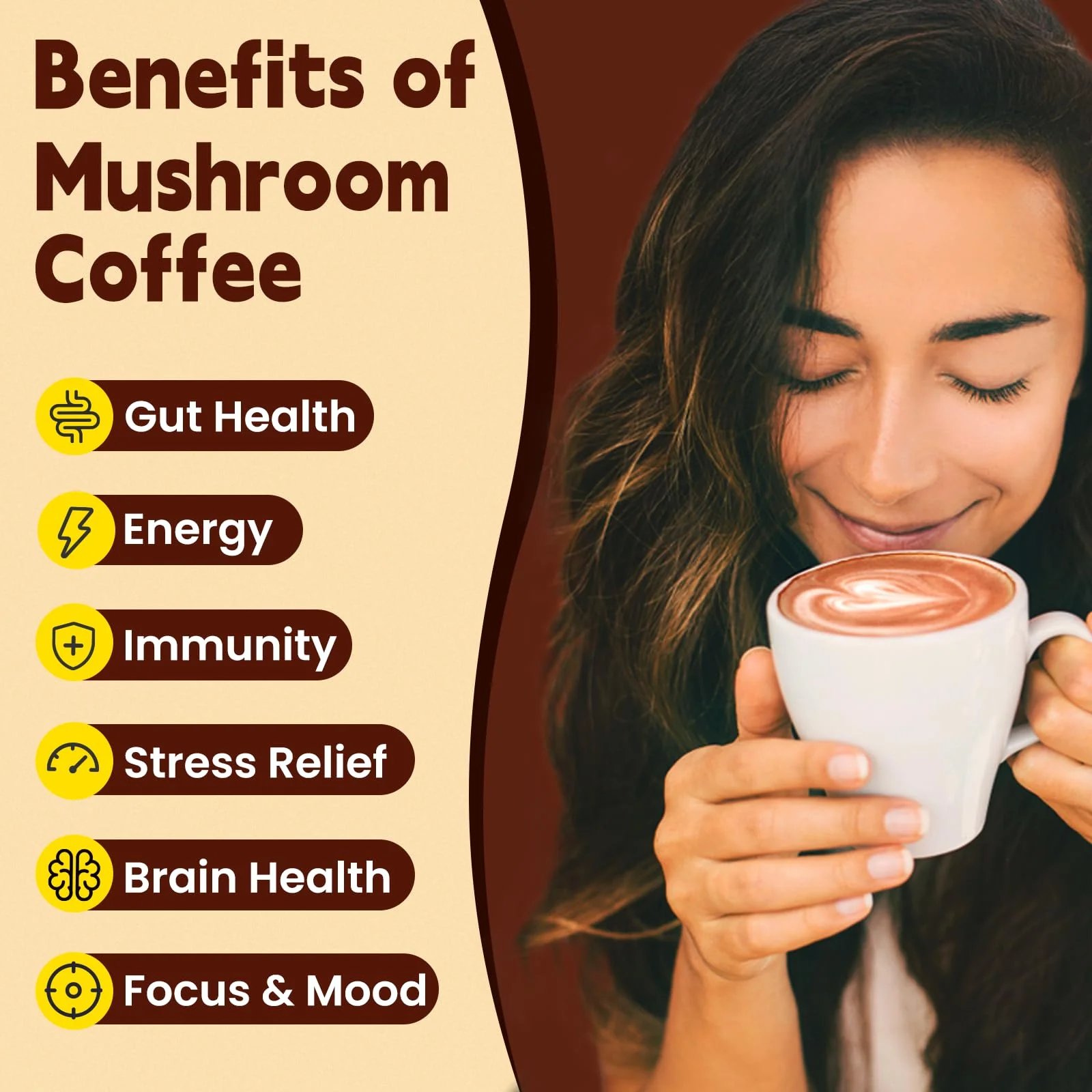 WepBio Mushroom Coffee Original Black 11 in 1 Adaptogenic Mushrooms Blend with Ashwagandha KSM-66,Lions Mane,Reishi,Turkey Tail Instant Mushroom Coffee for Boost Energy, Focus 30 Servings - Image 6