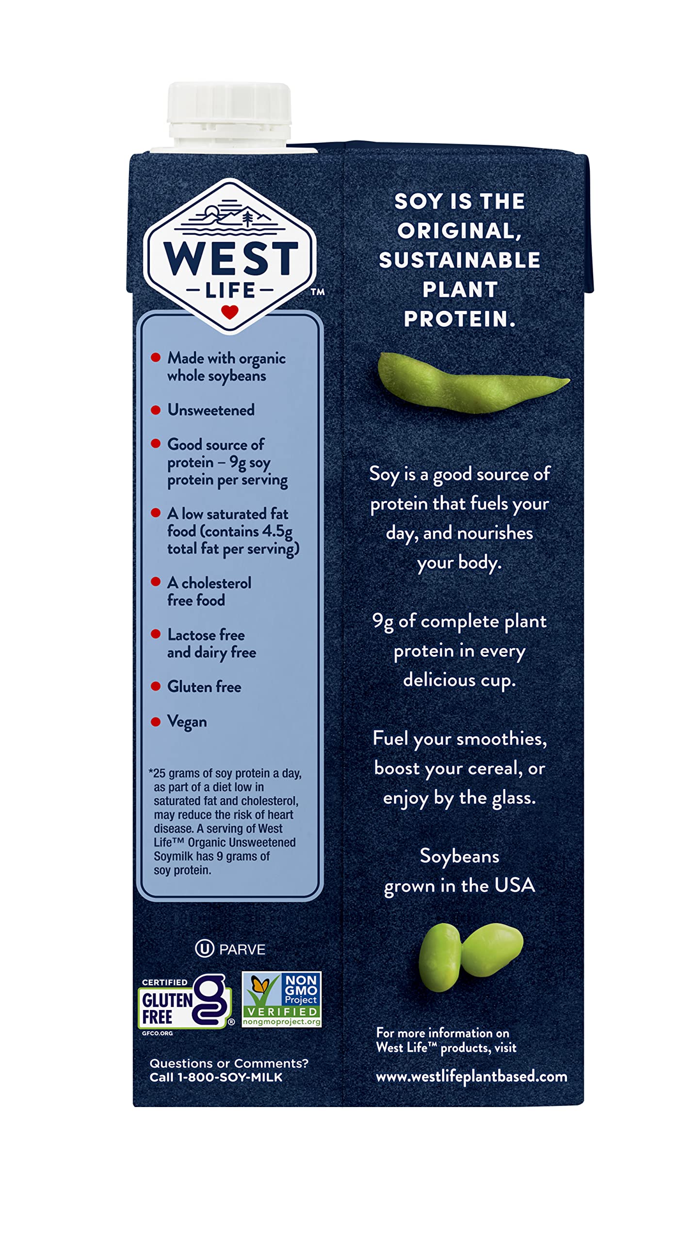 West Life Organic Soy Milk, Unsweetened Plain, Low Sugar, 9g of Protein, Vegan Dairy Alternative, Lactose-Free, Shelf Stable, 32oz (Pack of 6) - Image 4