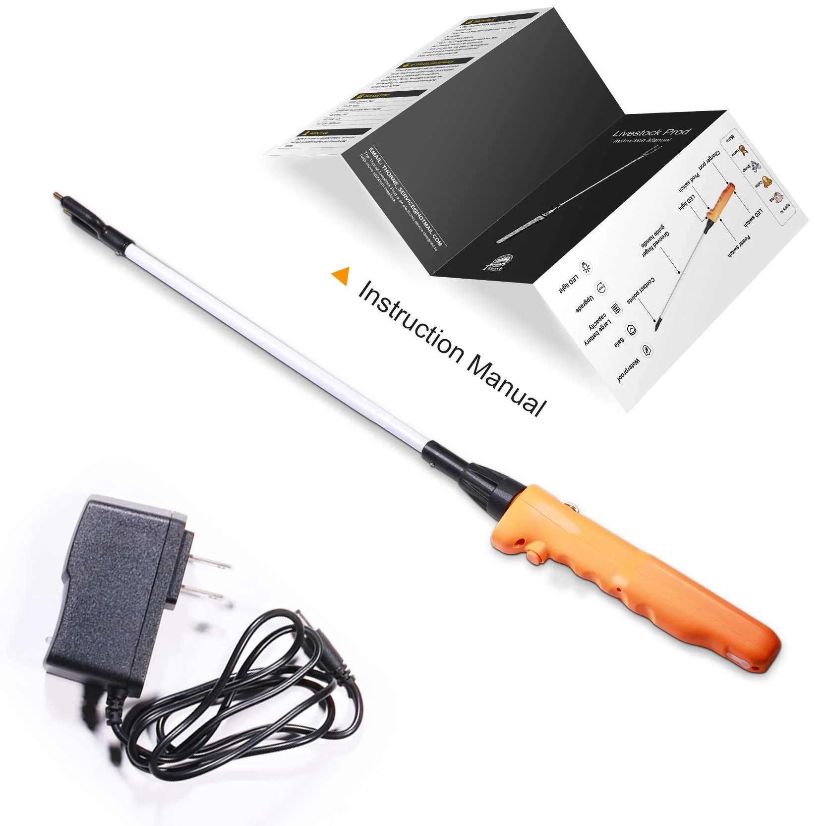 West Thorne Pro Cattle Prod, Waterproof Livestock Prod Stick with LED Light, Livestock Prod for Livestock Management(25.9in) - Image 2