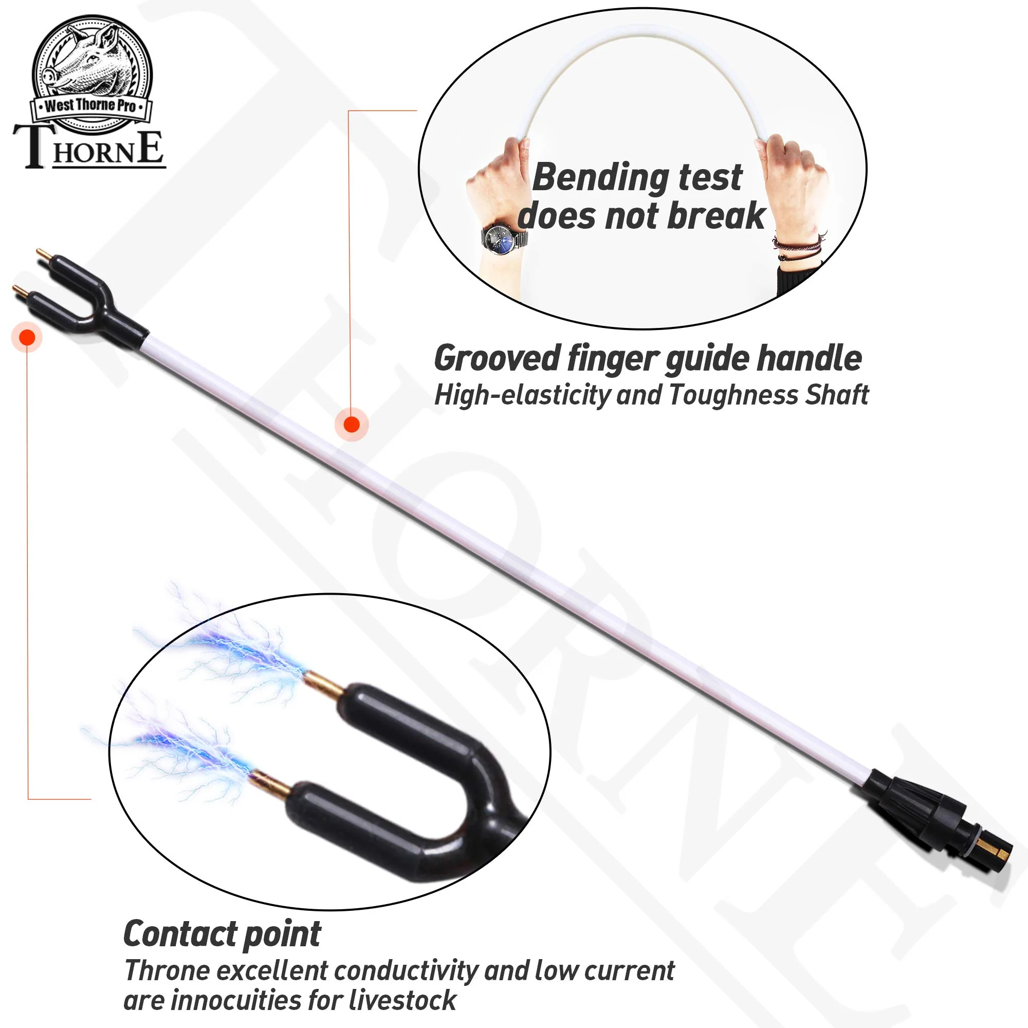 West Thorne Pro Cattle Prod, Waterproof Livestock Prod Stick with LED Light, Livestock Prod for Livestock Management(25.9in) - Image 5