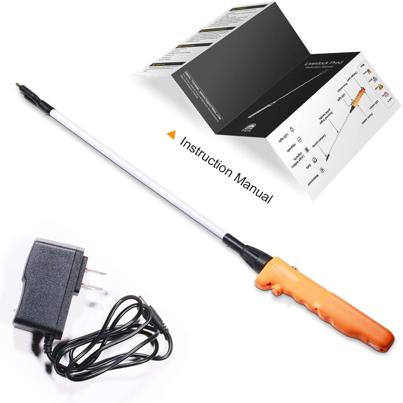 West Thorne Pro Livestock Prod, Waterproof Cattle Prod Stick with LED Light, Livestock Prod for Modern Livestock Management(33.8in)