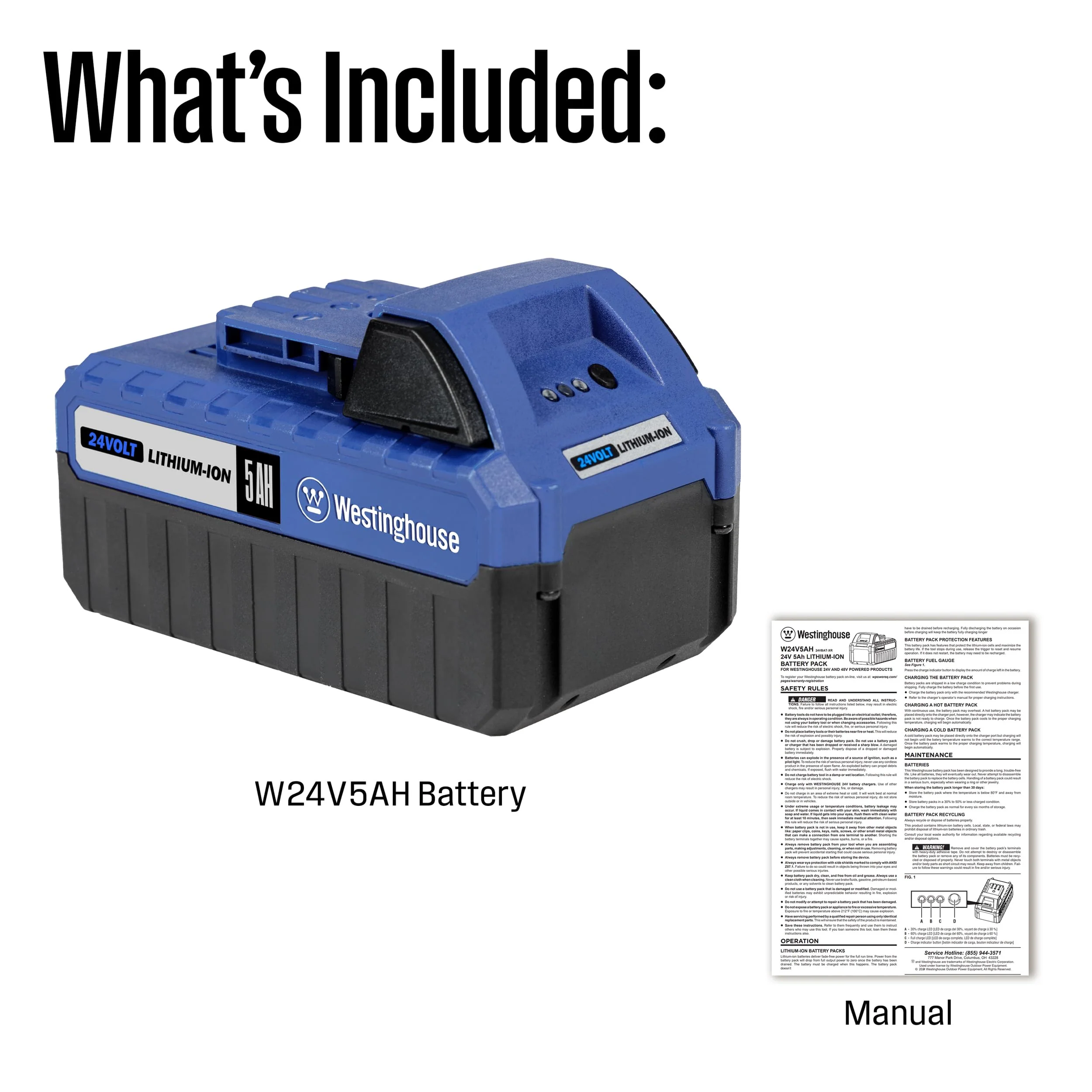 Westinghouse W24V5AH 24 Volt 5Ah Lithium-ion Battery, Compatible with All Westinghouse 24V Cordless Snow Shovels & 48V Cordless Snow Blowers - Image 5