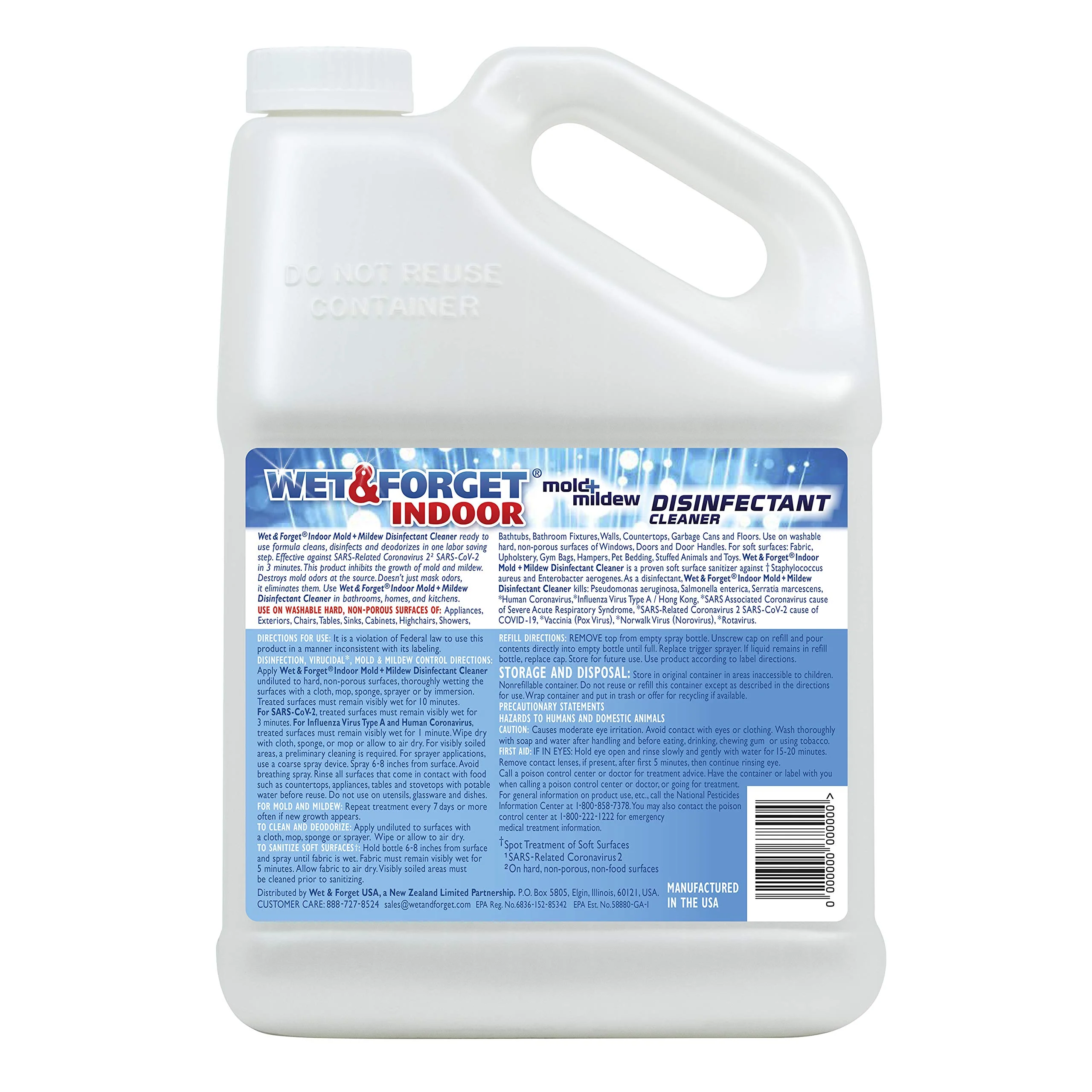 Wet & Forget Indoor Mold and Mildew All-Purpose Cleaner Deodorizes, Disinfects, Kills 99.9% of Bacteria and Viruses, Refill, 128 Fl. Oz. - Image 9