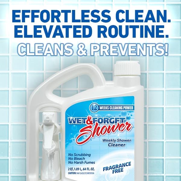 Wet & Forget Shower Cleaner Spray, Fragrance-Free Weekly Bathroom Cleaner, No Scrubbing Needed, Bleach-Free, Multi-Surface Bathroom Spray, Cleaning Supplies Essential. 64 fl oz - Image 5