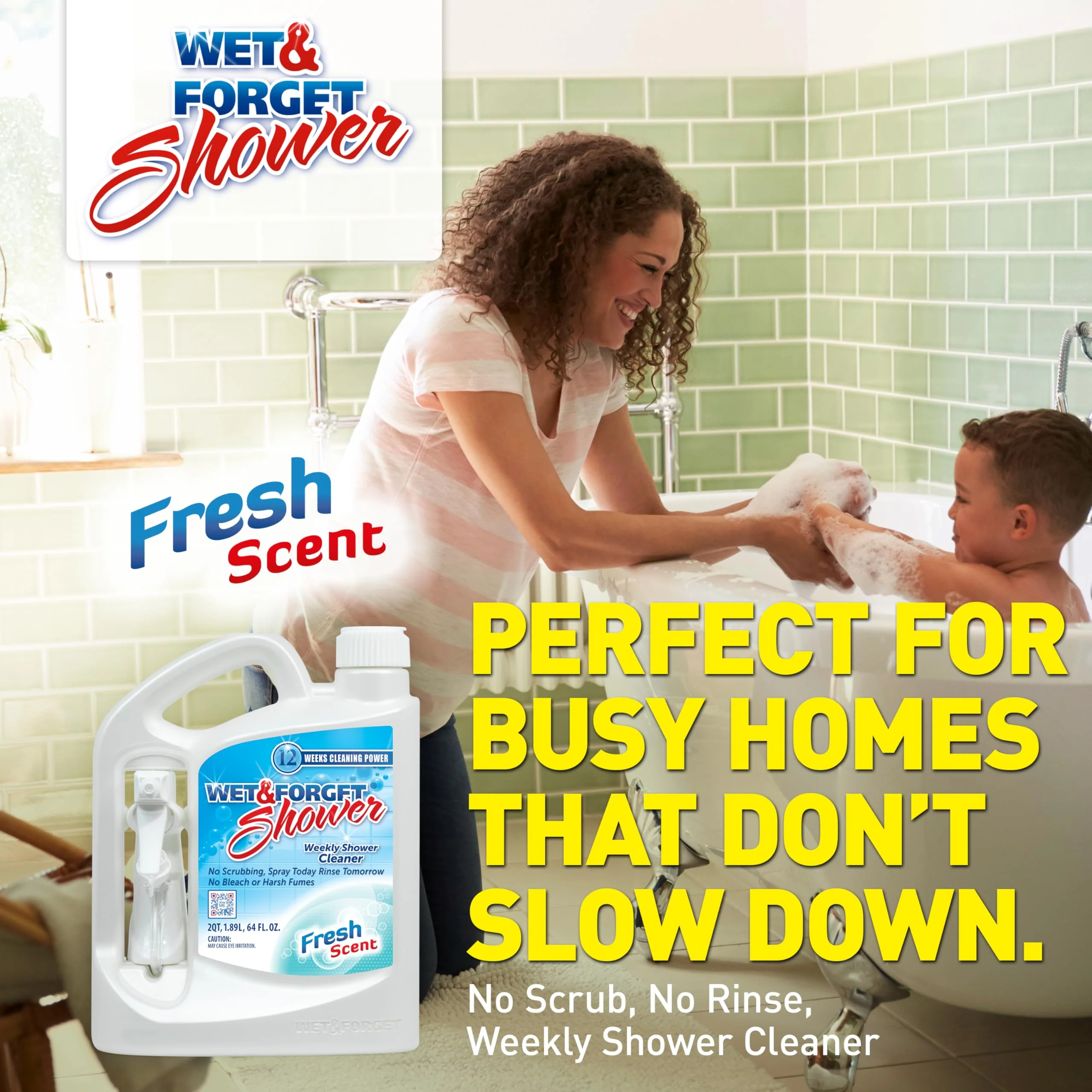 Wet & Forget Shower Cleaner Spray Multi-Surface Weekly Application Requires No Scrubbing, Bleach-Free Formula, Ready to Use, Fresh Scent, 3 Months of Cleaning, 64 Fluid Ounces, 1 Pack - Image 3