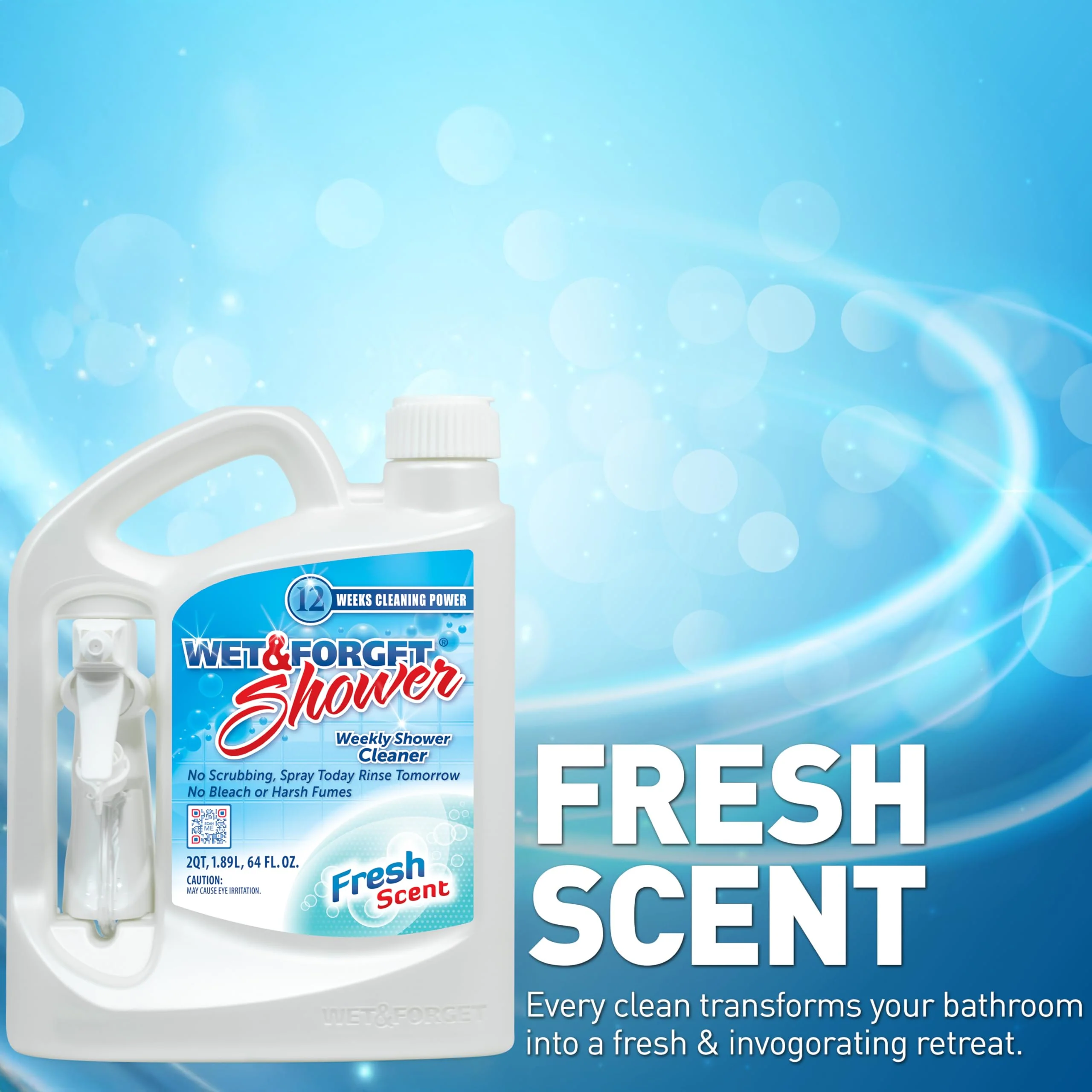 Wet & Forget Shower Cleaner Spray Multi-Surface Weekly Application Requires No Scrubbing, Bleach-Free Formula, Ready to Use, Fresh Scent, 3 Months of Cleaning, 64 Fluid Ounces, 1 Pack - Image 4