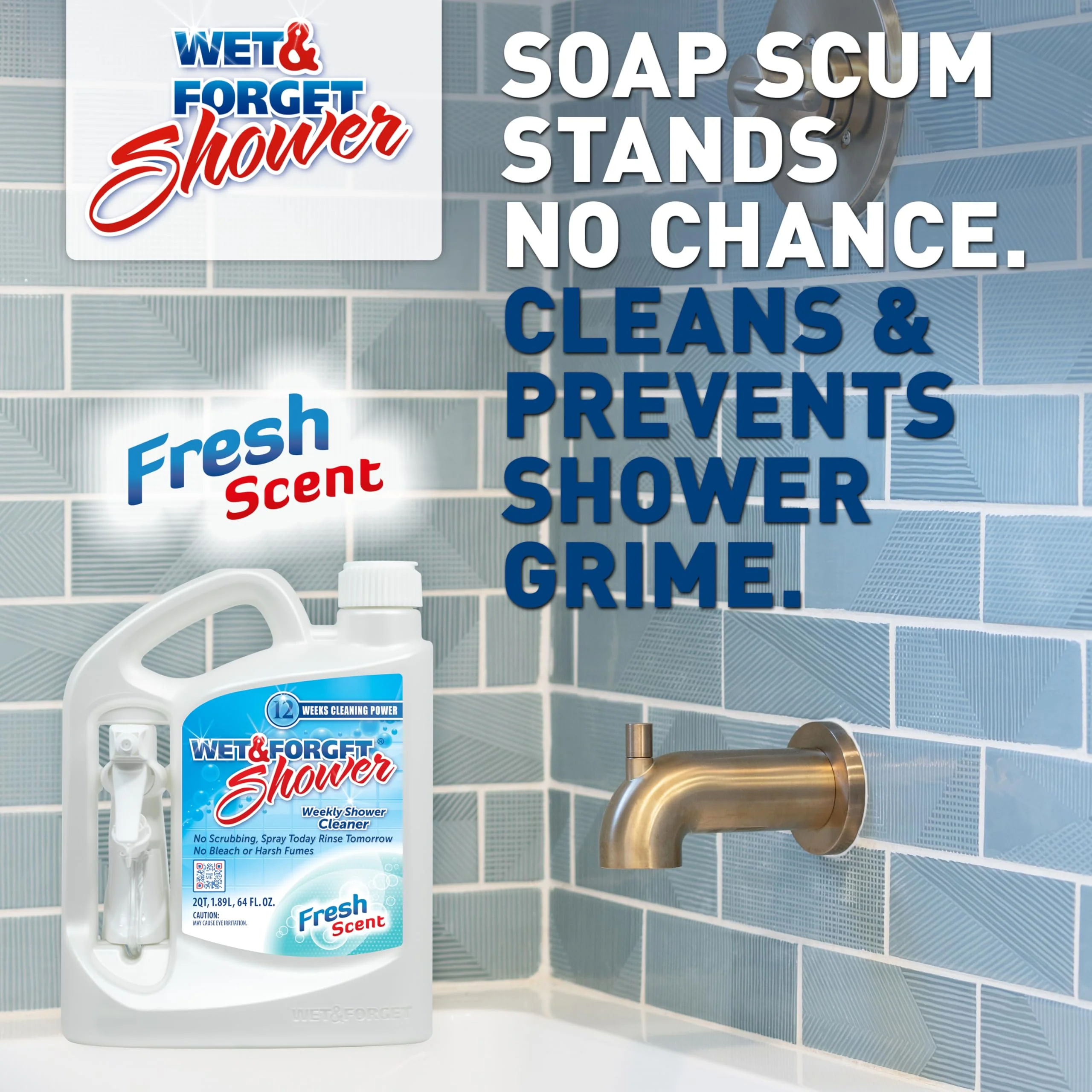 Wet & Forget Shower Cleaner Spray Multi-Surface Weekly Application Requires No Scrubbing, Bleach-Free Formula, Ready to Use, Fresh Scent, 3 Months of Cleaning, 64 Fluid Ounces, 1 Pack - Image 6