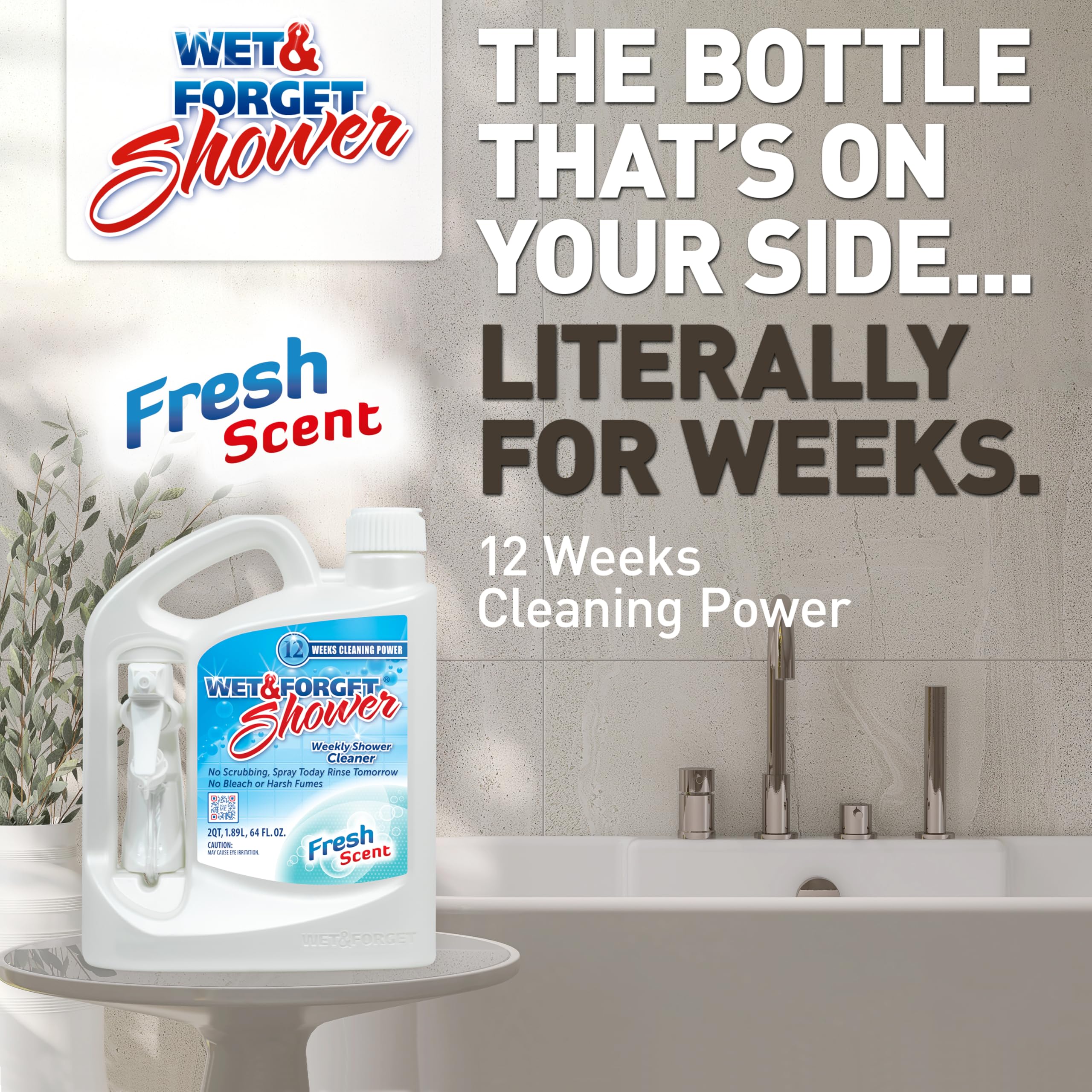 Wet & Forget Shower Cleaner Spray Multi-Surface Weekly Application Requires No Scrubbing, Bleach-Free Formula, Ready to Use, Fresh Scent, 3 Months of Cleaning, 64 Fluid Ounces, 1 Pack - Image 9